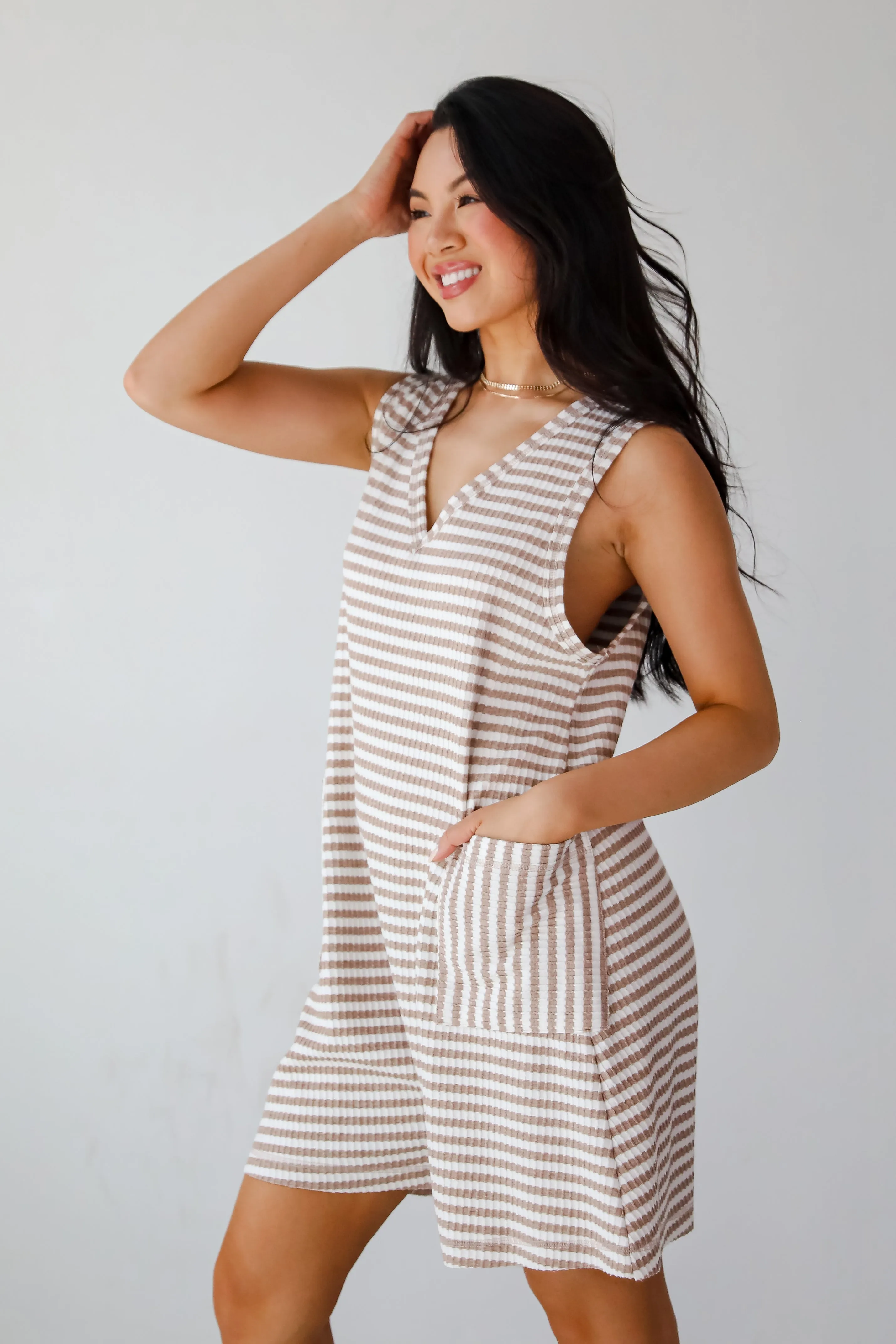 Poolside Days Striped Knit Romper