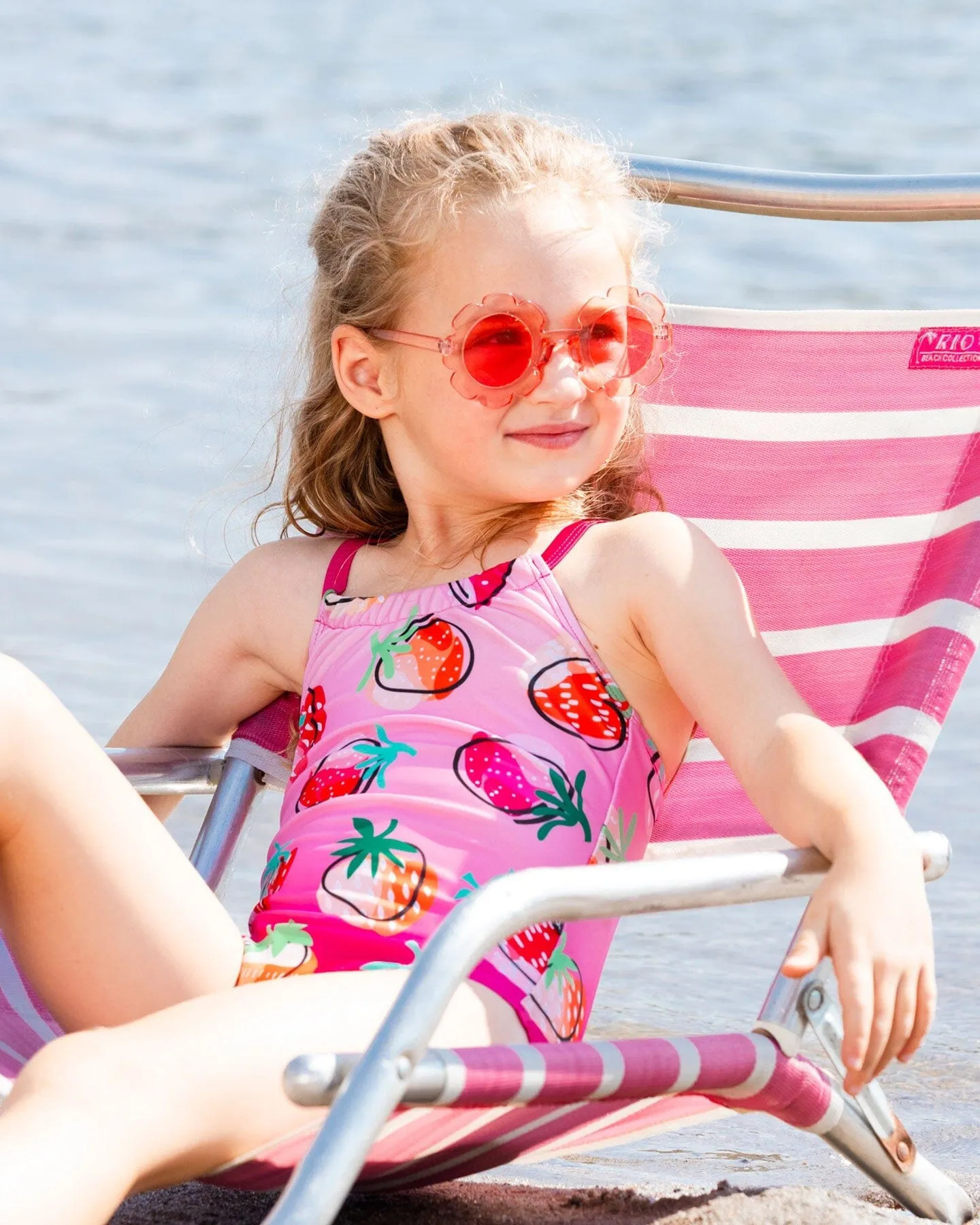 Printed One-Piece Swimsuit Pink Gradient Strawberry