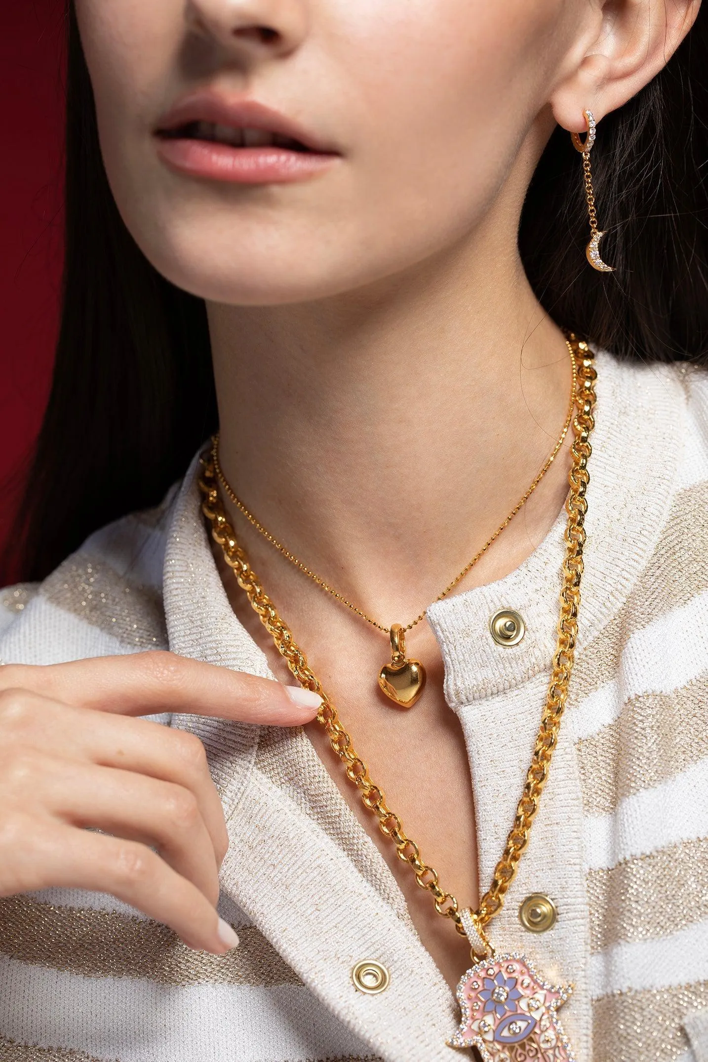 Puffy Heart Pendant - Gold