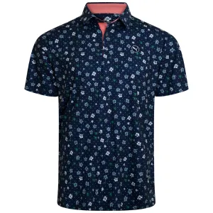 Puma Cloudspun Floral Polo Shirt - Deep Navy/Vine