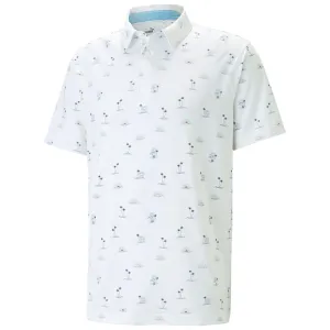 Puma Cloudspun Horizons Polo Shirt - Bright White/Heartfelt