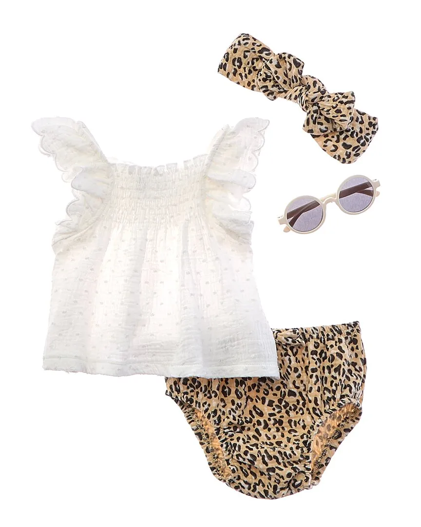 Rachel Zoe 4pc Dobby Gauze Short Set with Sunglasses