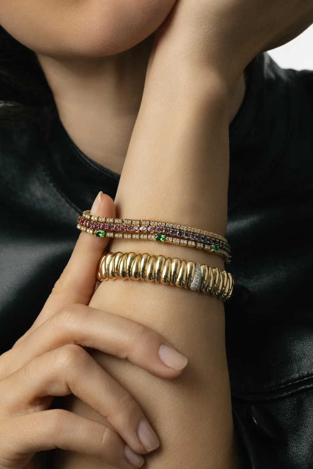 Rainbow Sapphire Extensible Stretch Tennis Bracelet