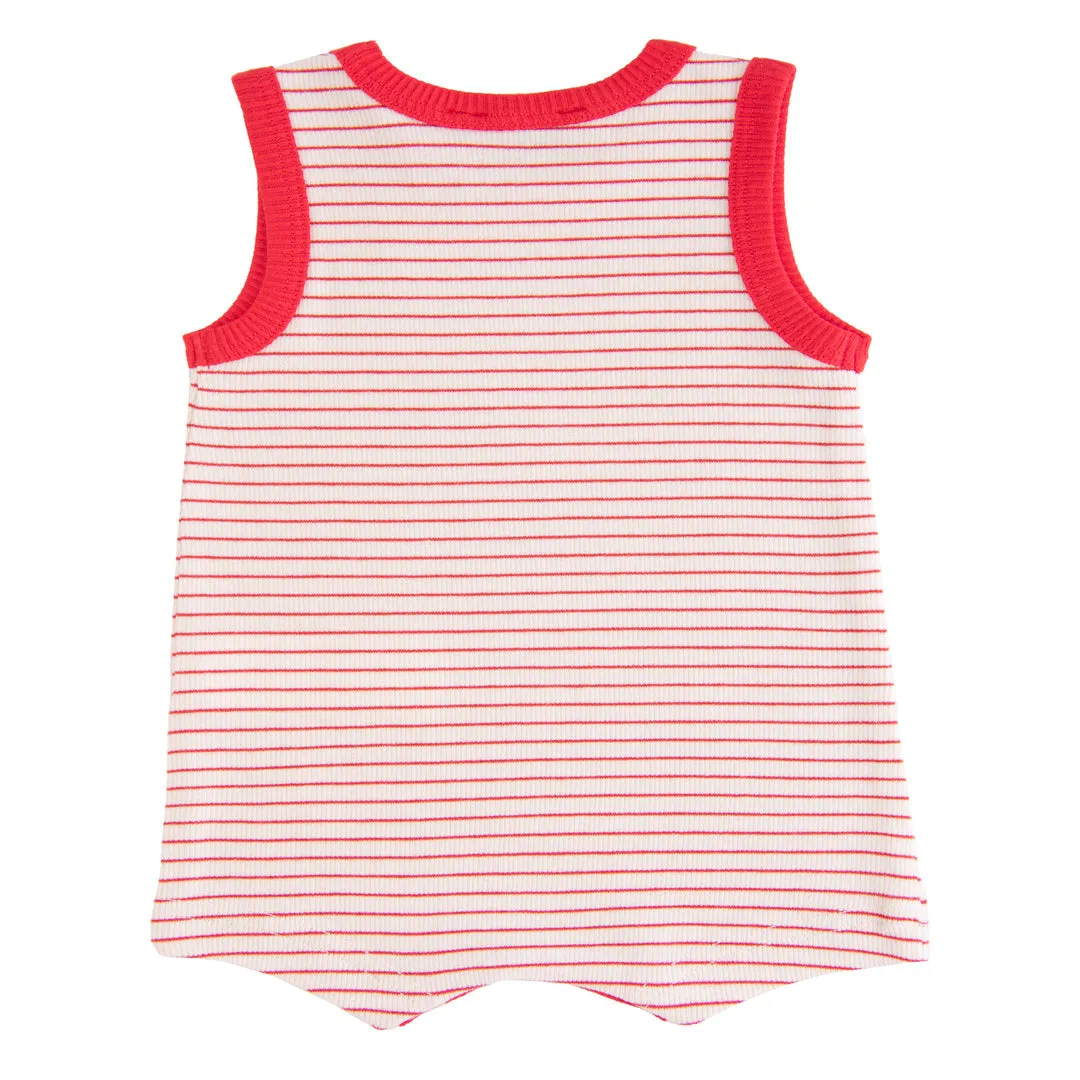 Red Striped Sleeveless Modal Romper