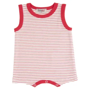 Red Striped Sleeveless Modal Romper