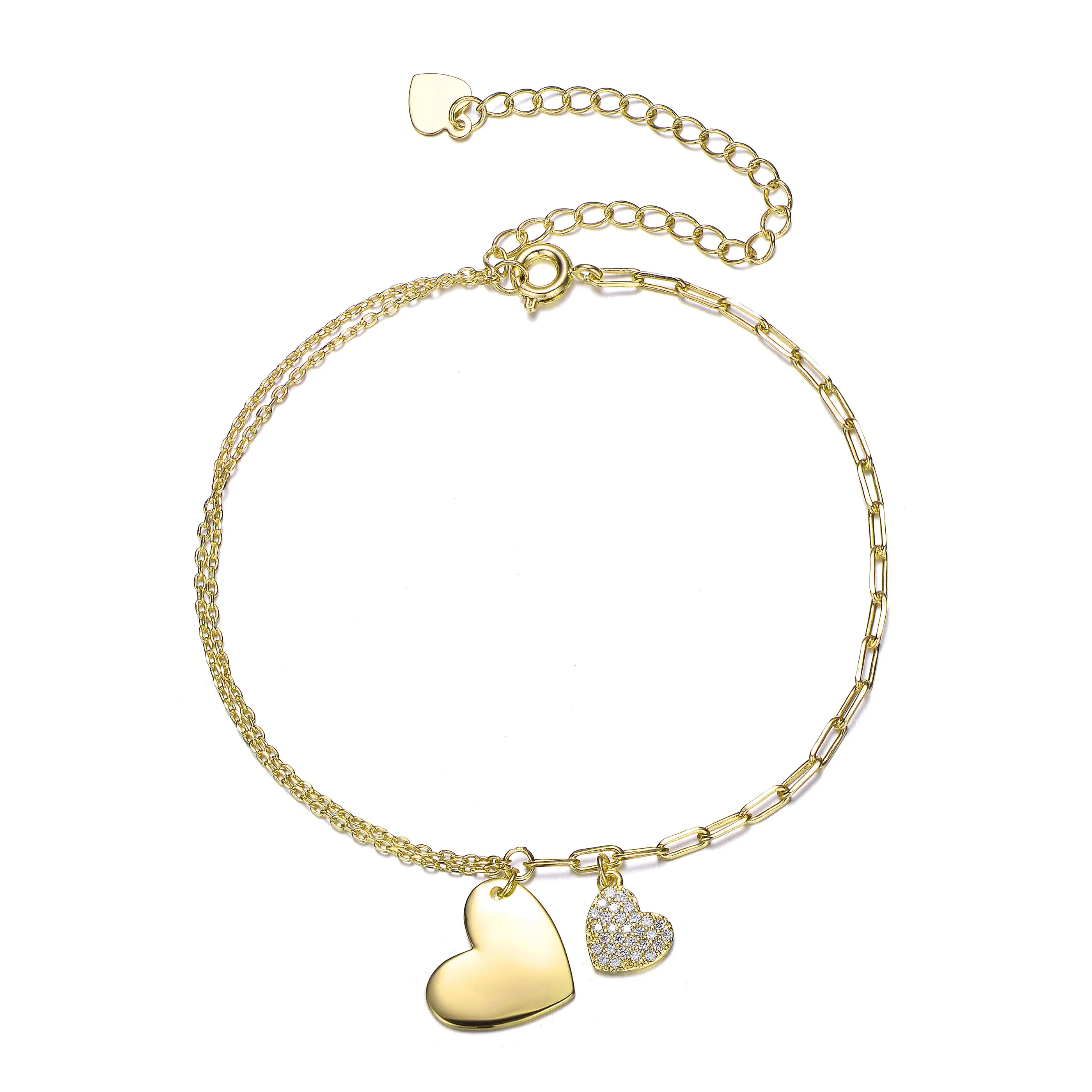 Rg 14K Gold Plated Cubic Zirconia Adjustable Bracelet