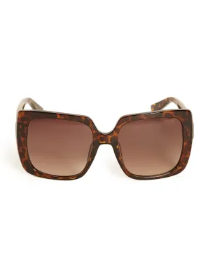 Rhinestone Logo Plastic Square Sunglasses