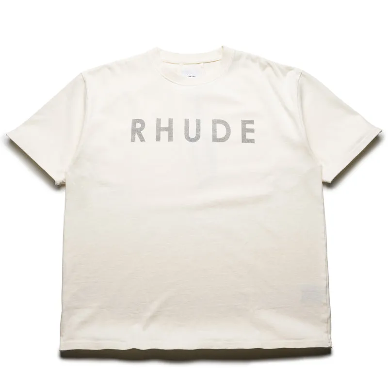 Rhude Distressed Logo Tee - Vintage White