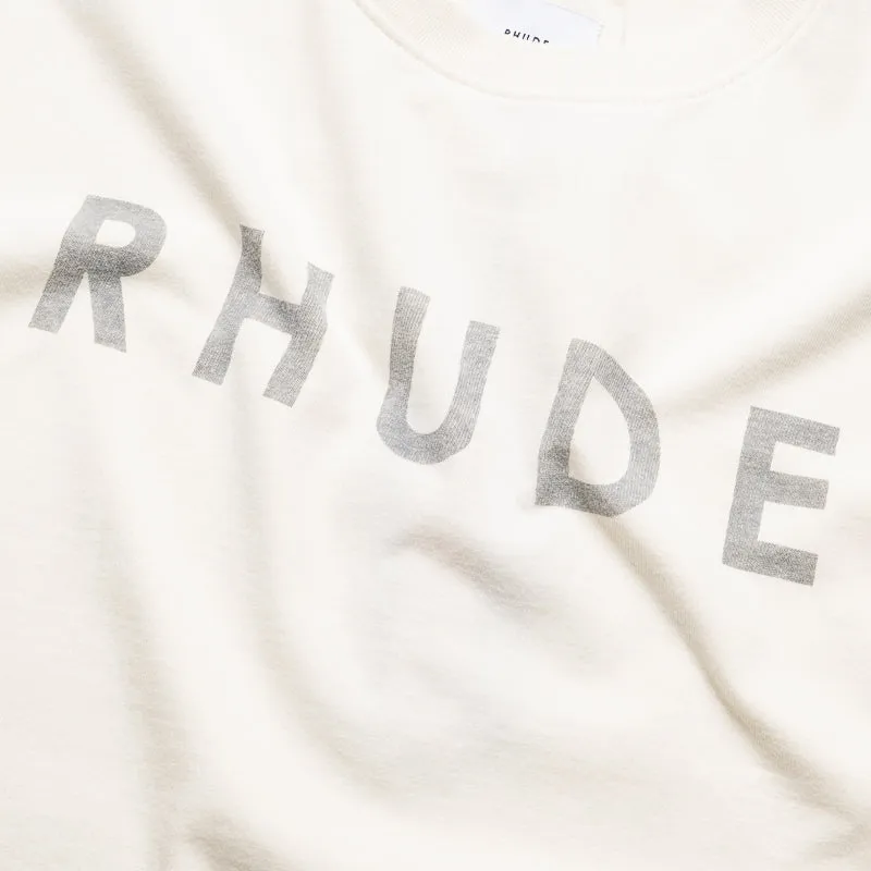 Rhude Distressed Logo Tee - Vintage White