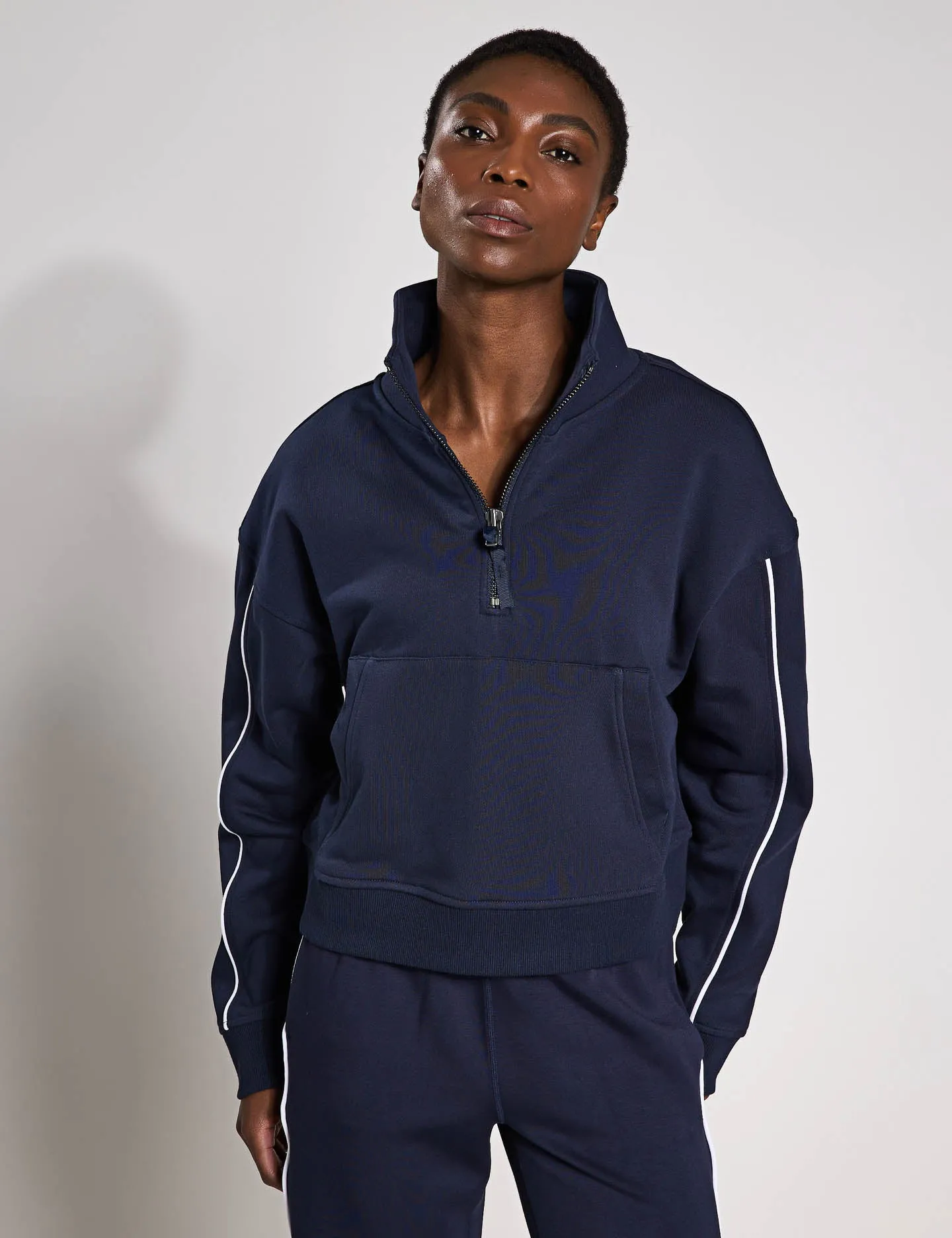 Rihanna Sweat - Navy Blue/White Piping