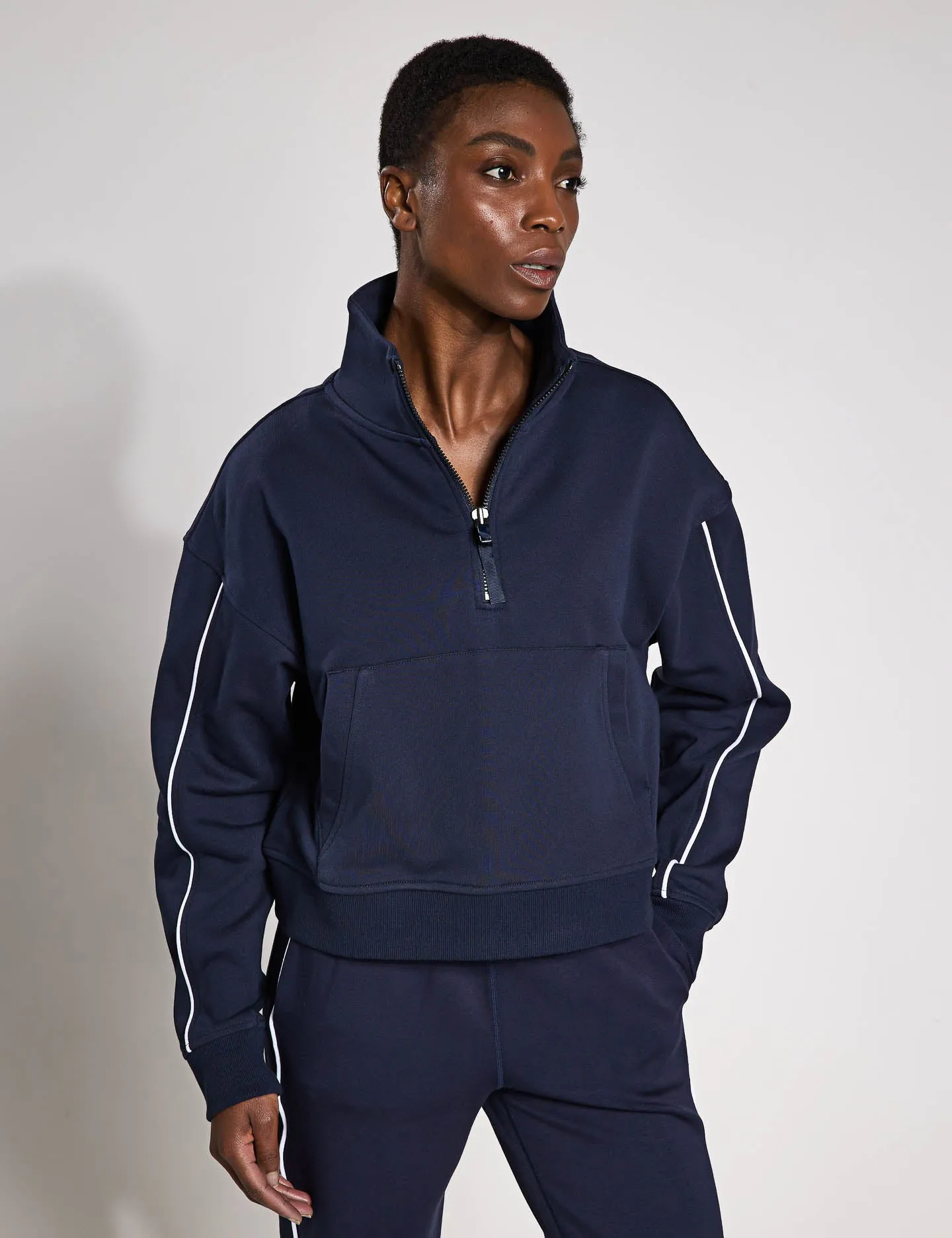 Rihanna Sweat - Navy Blue/White Piping