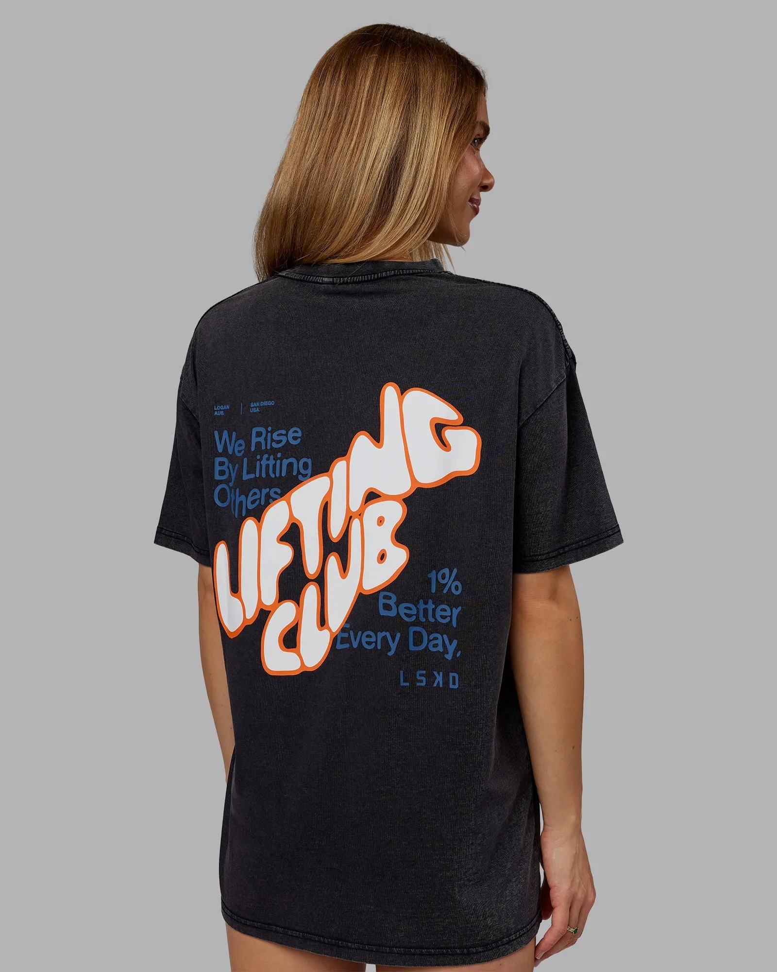Rise & Lift Washed FLXCotton Oversized Tee - Washed Black-Indigo