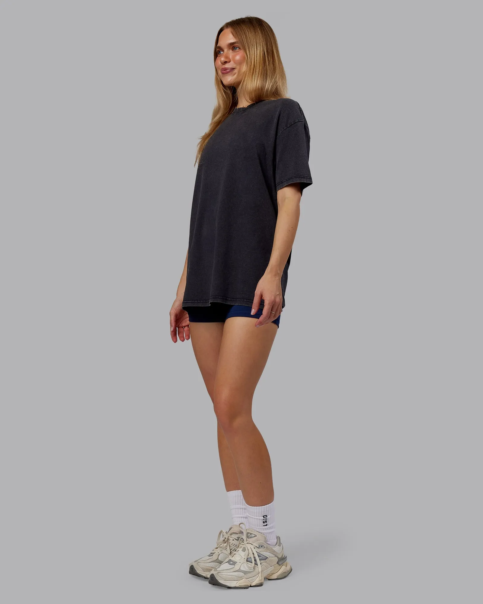 Rise & Lift Washed FLXCotton Oversized Tee - Washed Black-Indigo