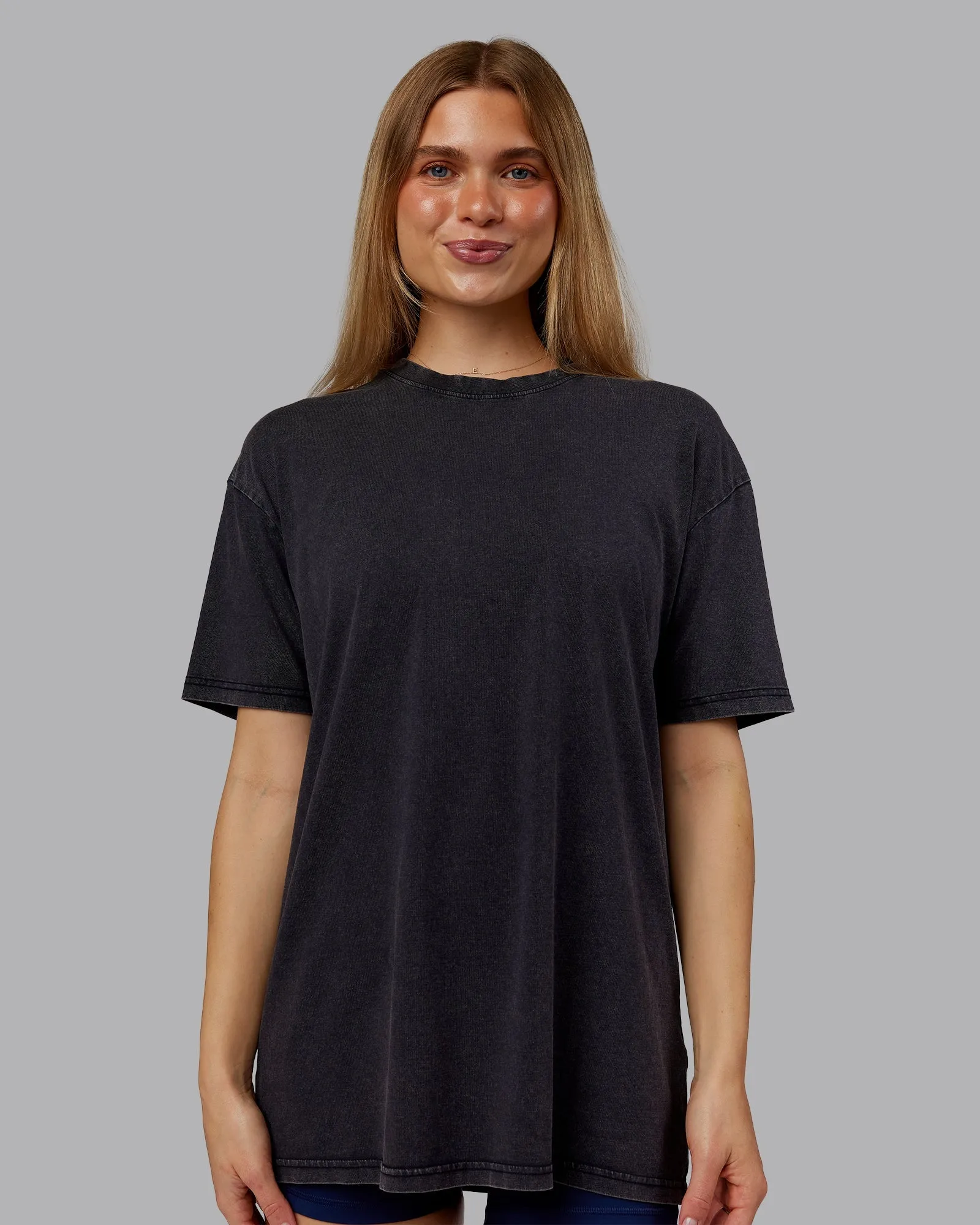 Rise & Lift Washed FLXCotton Oversized Tee - Washed Black-Indigo