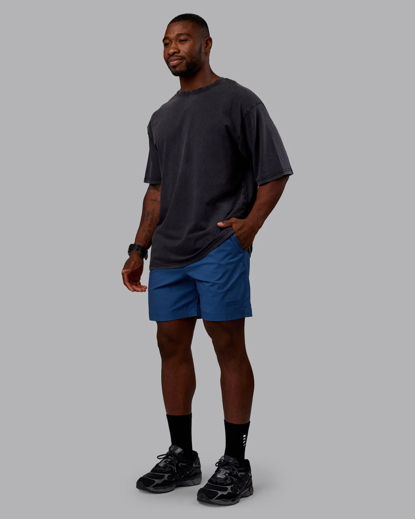 Rise & Lift Washed FLXCotton Oversized Tee - Washed Black-Indigo