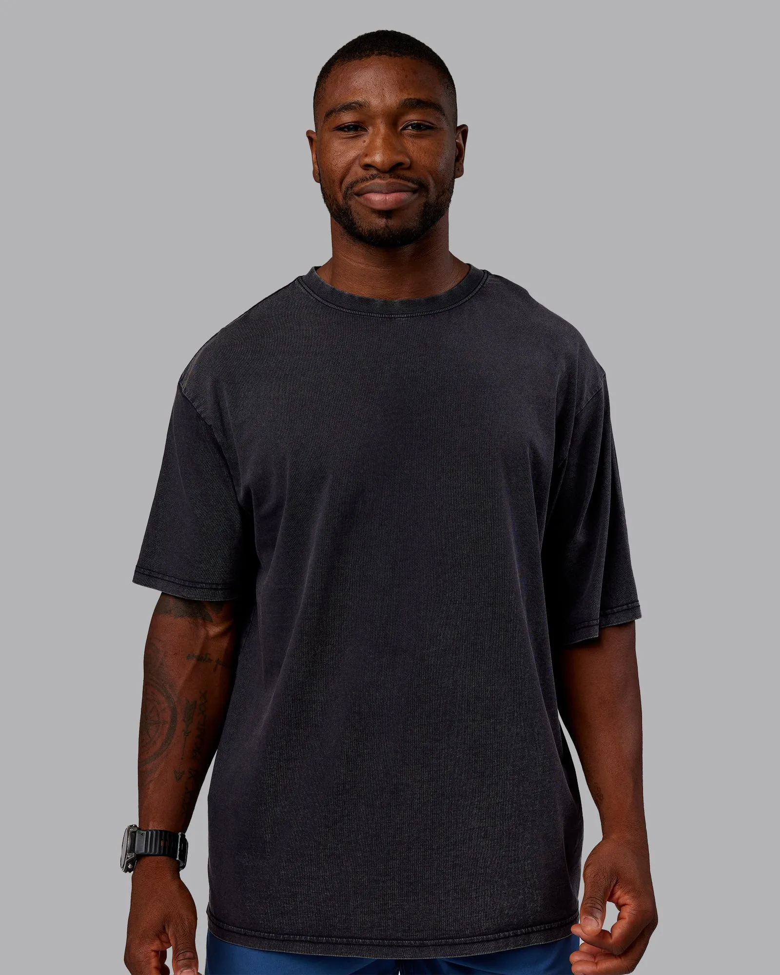 Rise & Lift Washed FLXCotton Oversized Tee - Washed Black-Indigo