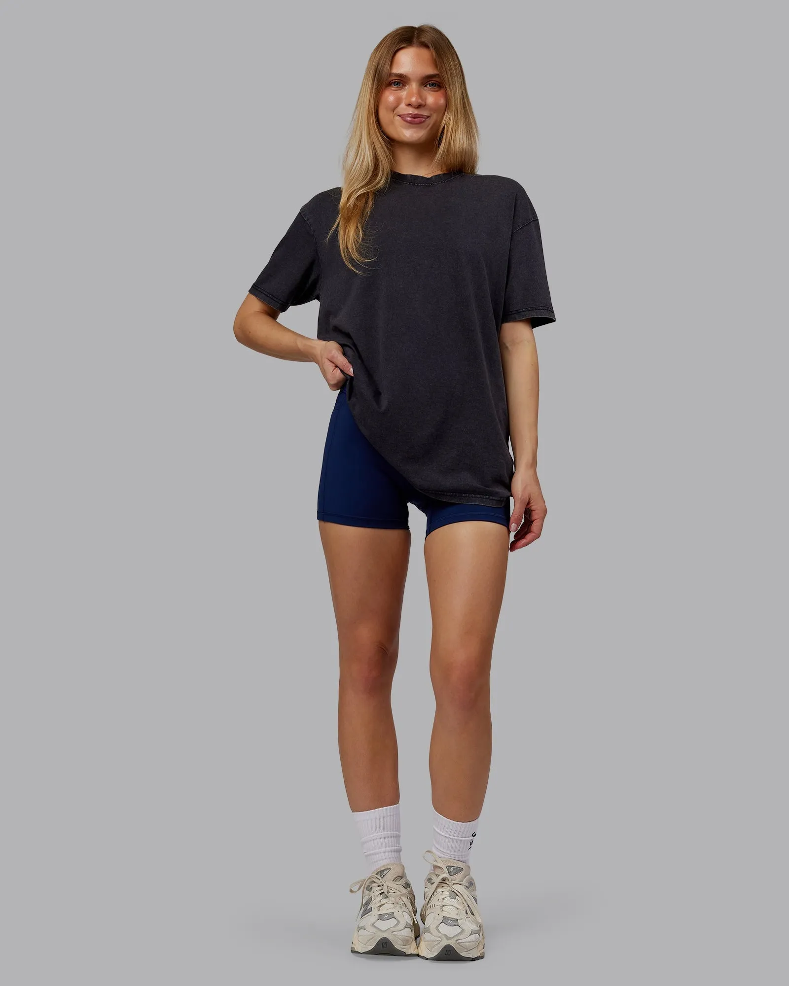 Rise & Lift Washed FLXCotton Oversized Tee - Washed Black-Indigo