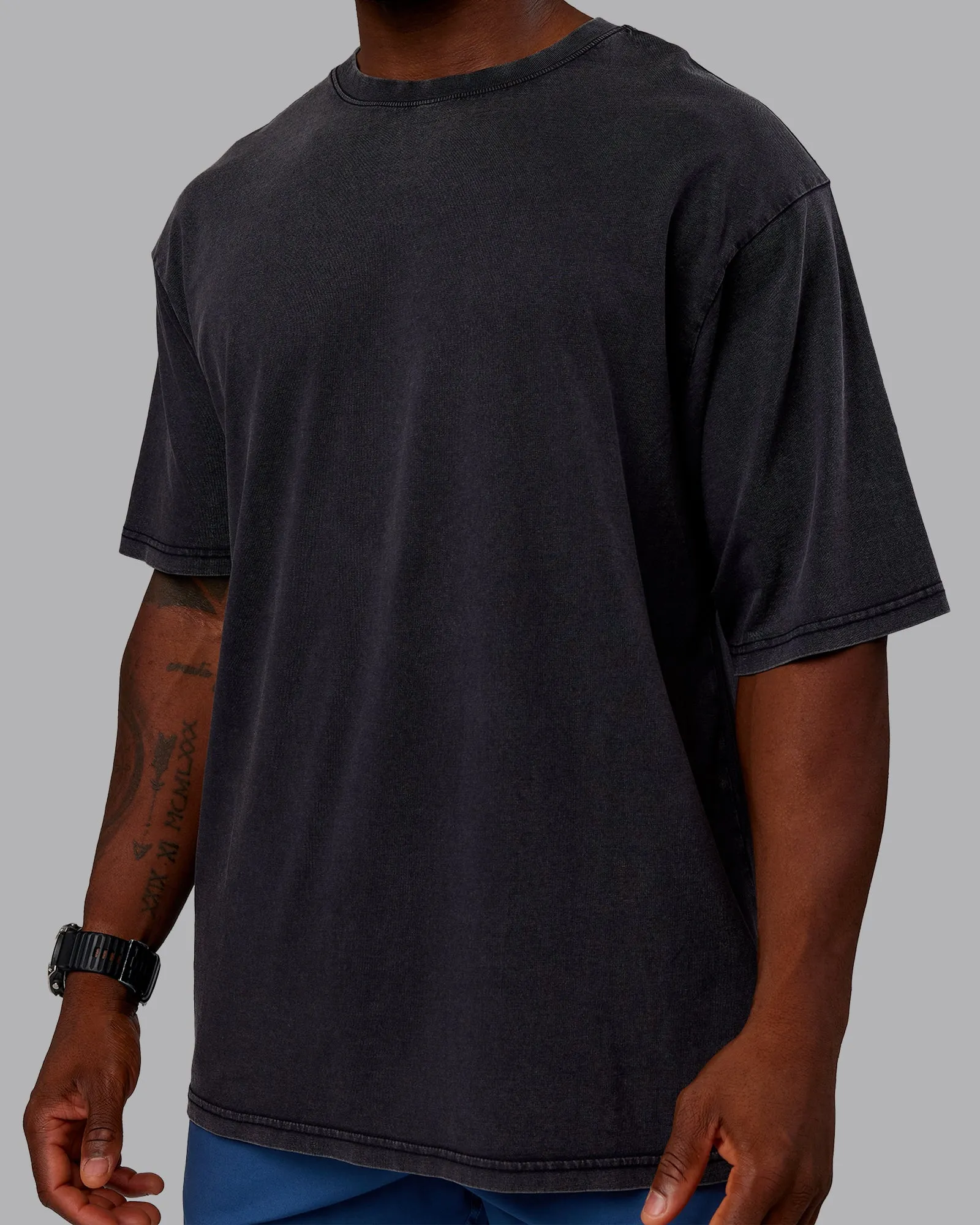 Rise & Lift Washed FLXCotton Oversized Tee - Washed Black-Indigo