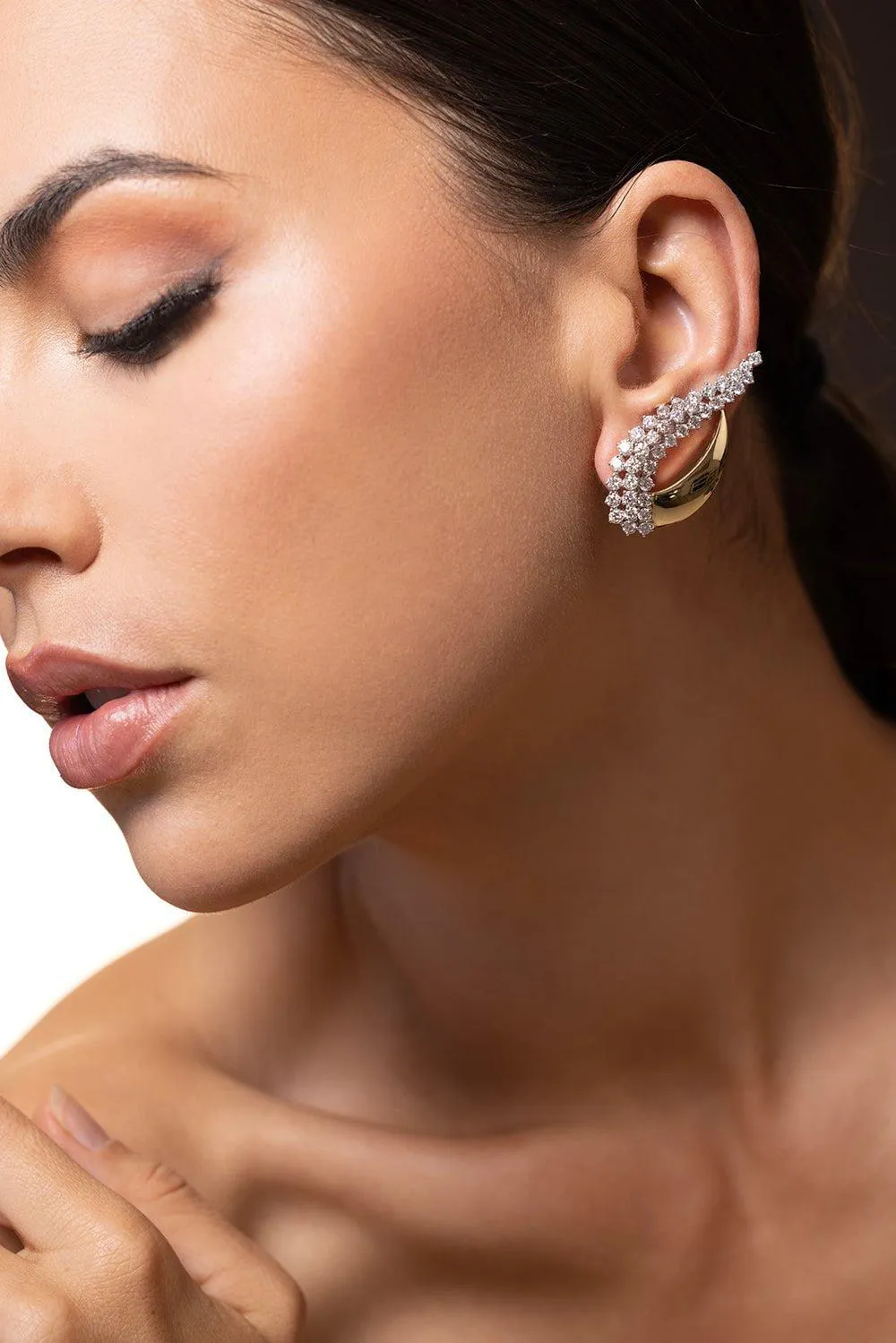 Round Diamond Ear Climbers