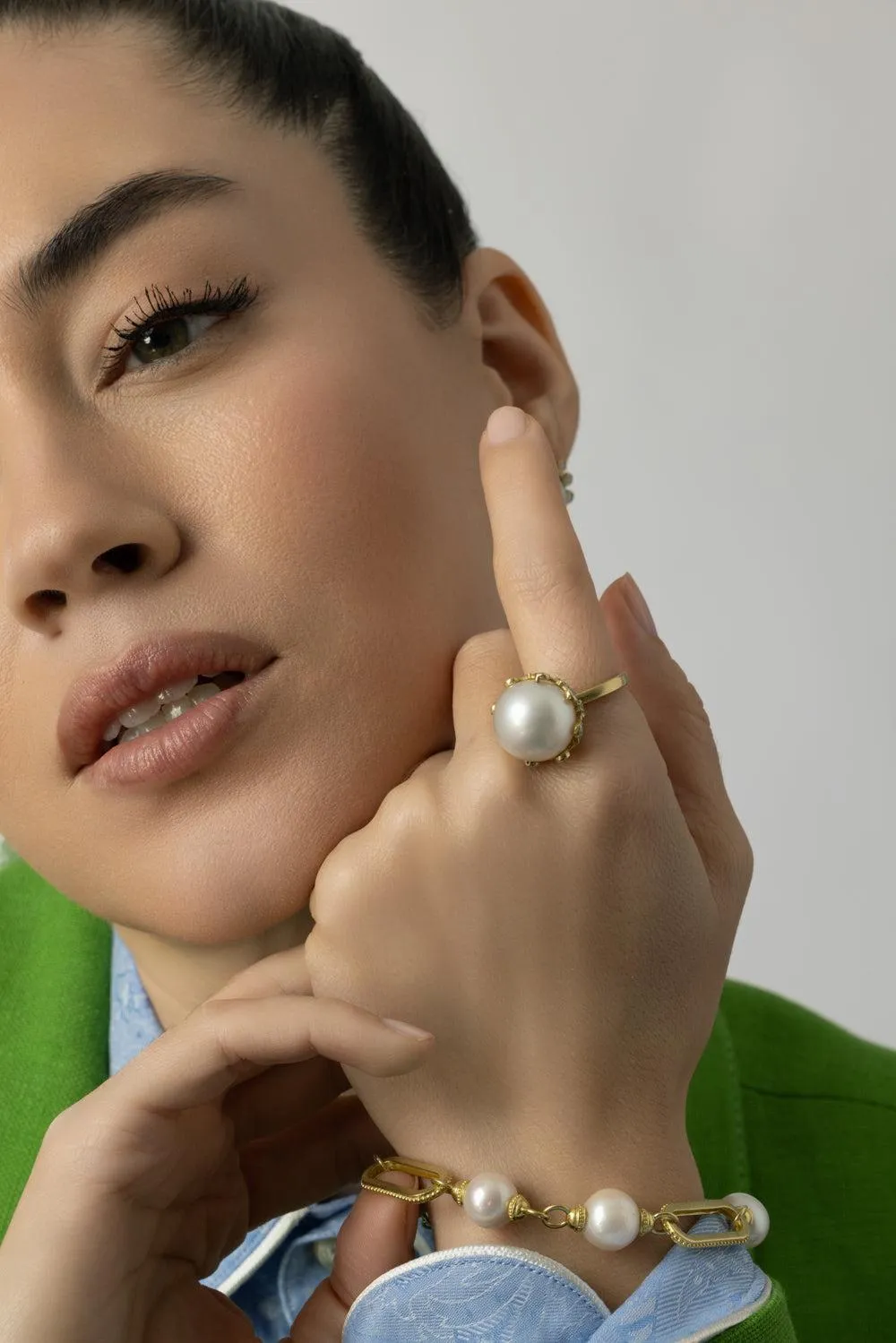 Royal Couture Pearl Net Flower Diamond Ring