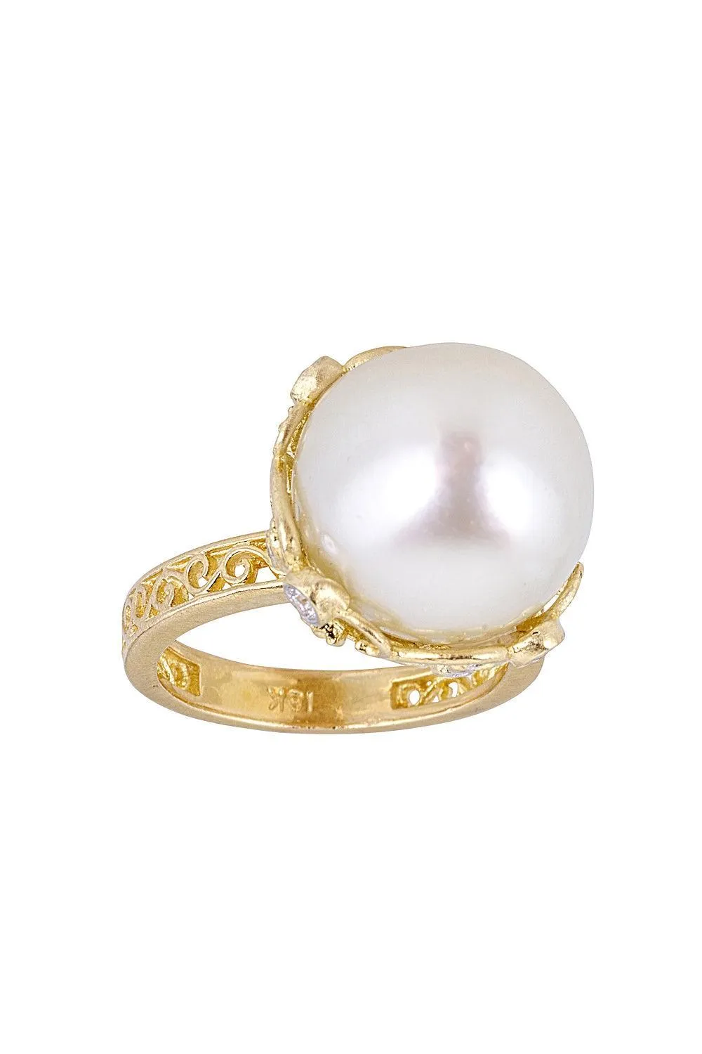 Royal Couture Pearl Net Flower Diamond Ring
