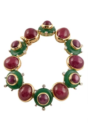 Ruby Agate Diamond Bracelet