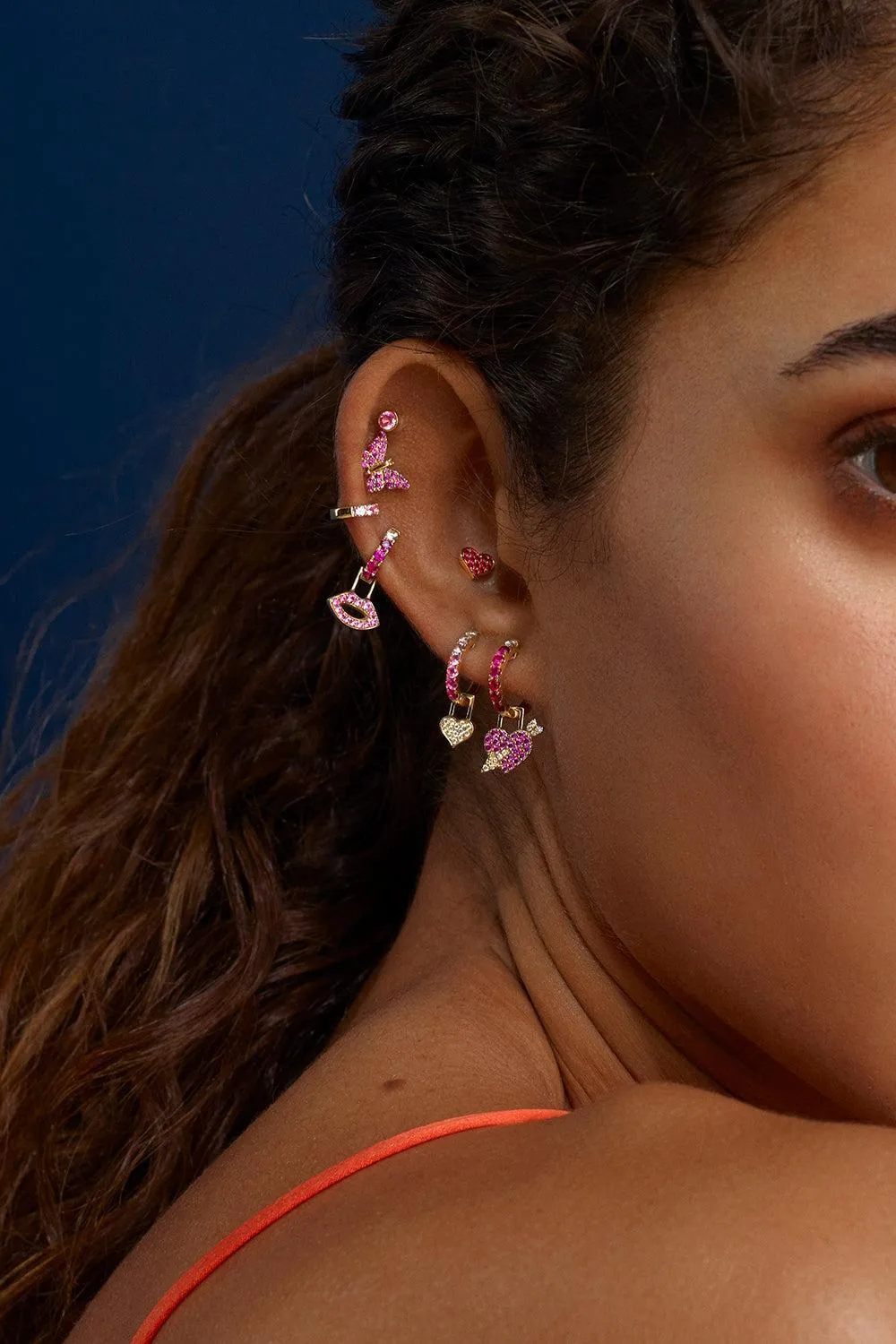 Ruby Baby Heart Stud Earring