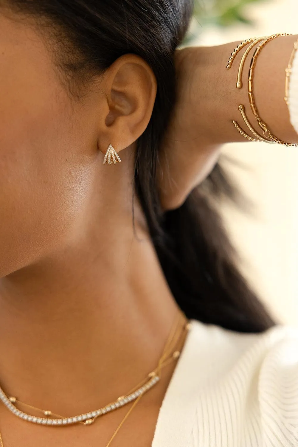 Sarah Leah Four Burst Huggie Earrings