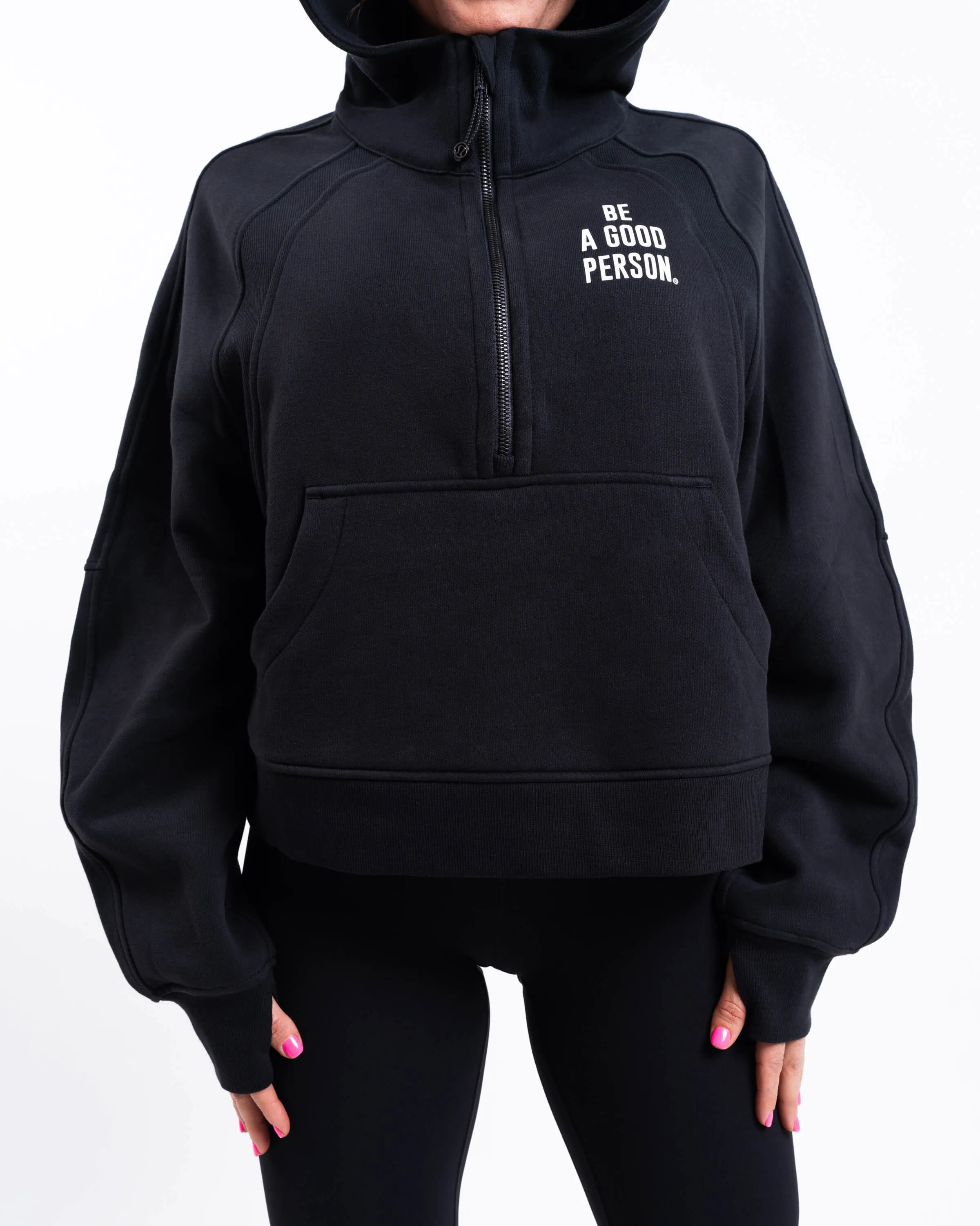 Scuba Oversized Half-Zip Hoodie - Black - lululemon // BE A GOOD PERSON *Pre-Order*