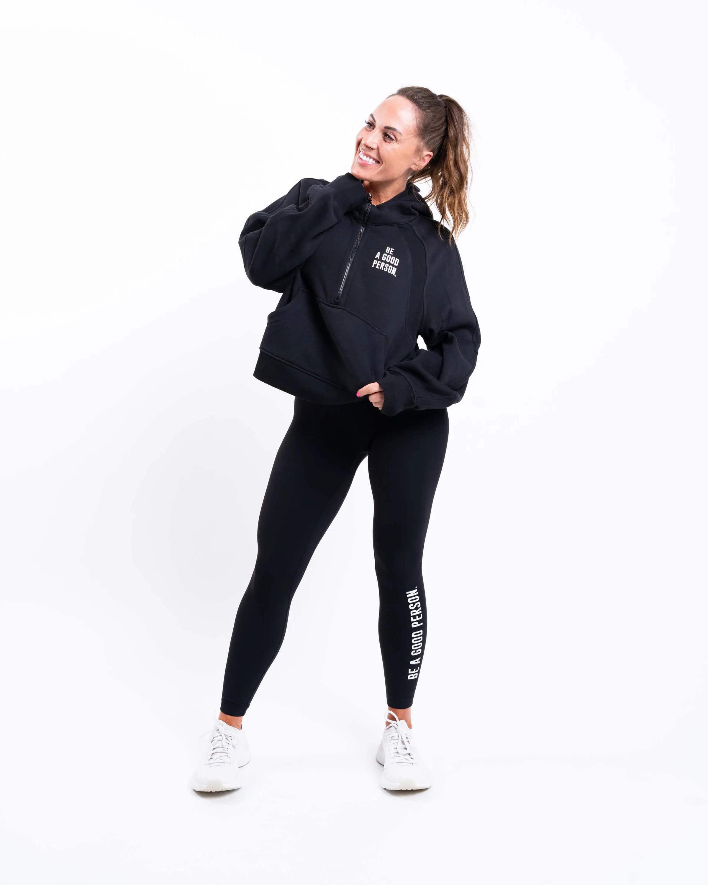 Scuba Oversized Half-Zip Hoodie - Black - lululemon // BE A GOOD PERSON *Pre-Order*