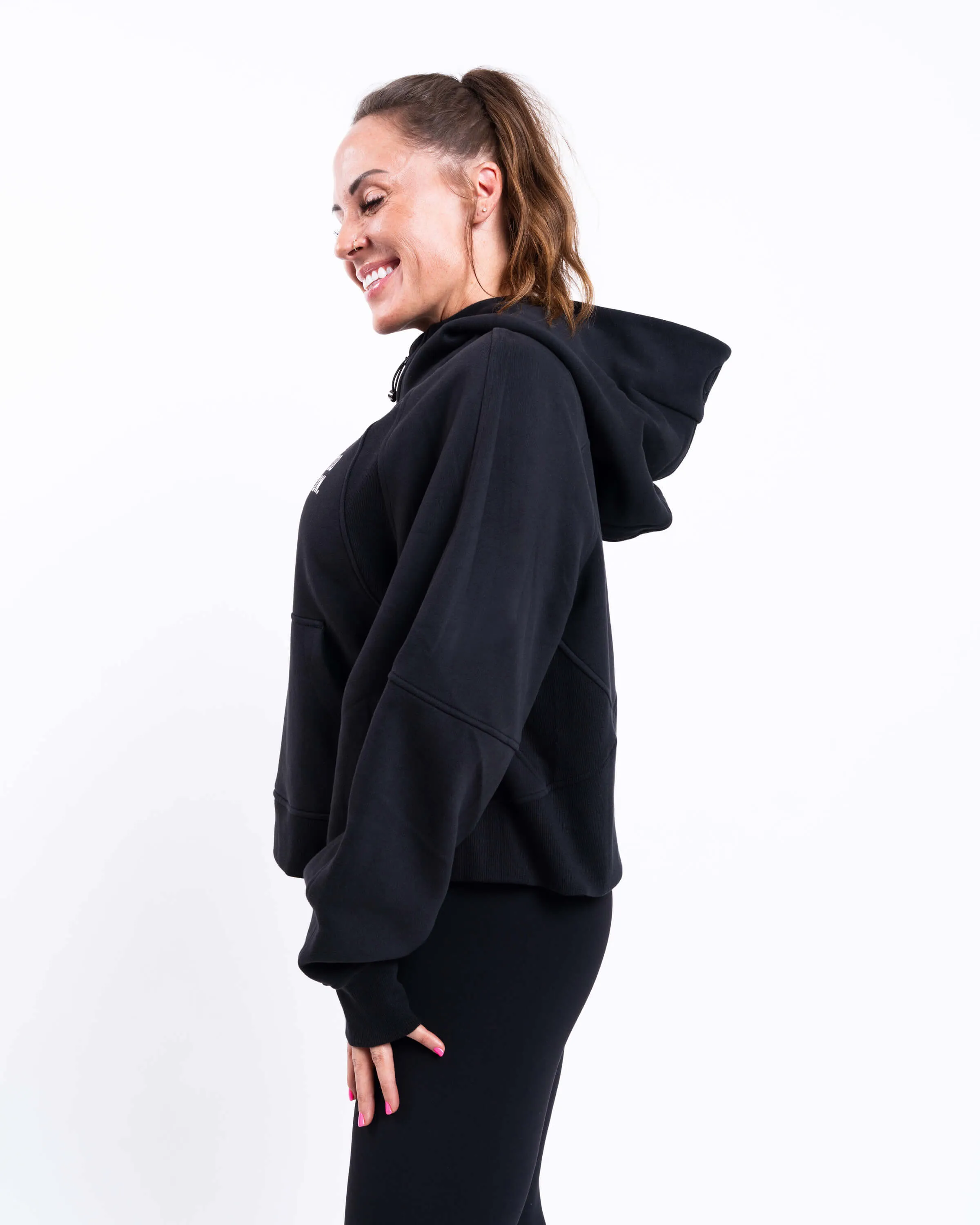 Scuba Oversized Half-Zip Hoodie - Black - lululemon // BE A GOOD PERSON *Pre-Order*