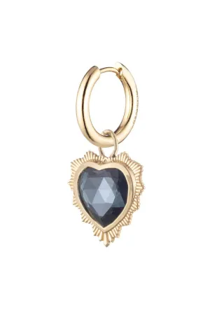 Single Heart Earring - Blue Topaz