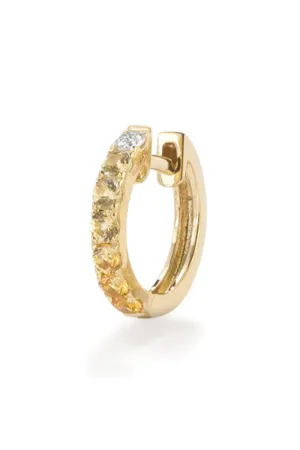 Single Midi Yellow Sapphire Diamond Hoop Earring