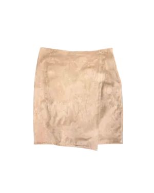 Size 20 | Diana Ferrari Tan Suede-Feel Faux-Wrap Knee Length Skirt