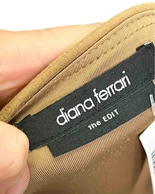Size 20 | Diana Ferrari Tan Suede-Feel Faux-Wrap Knee Length Skirt