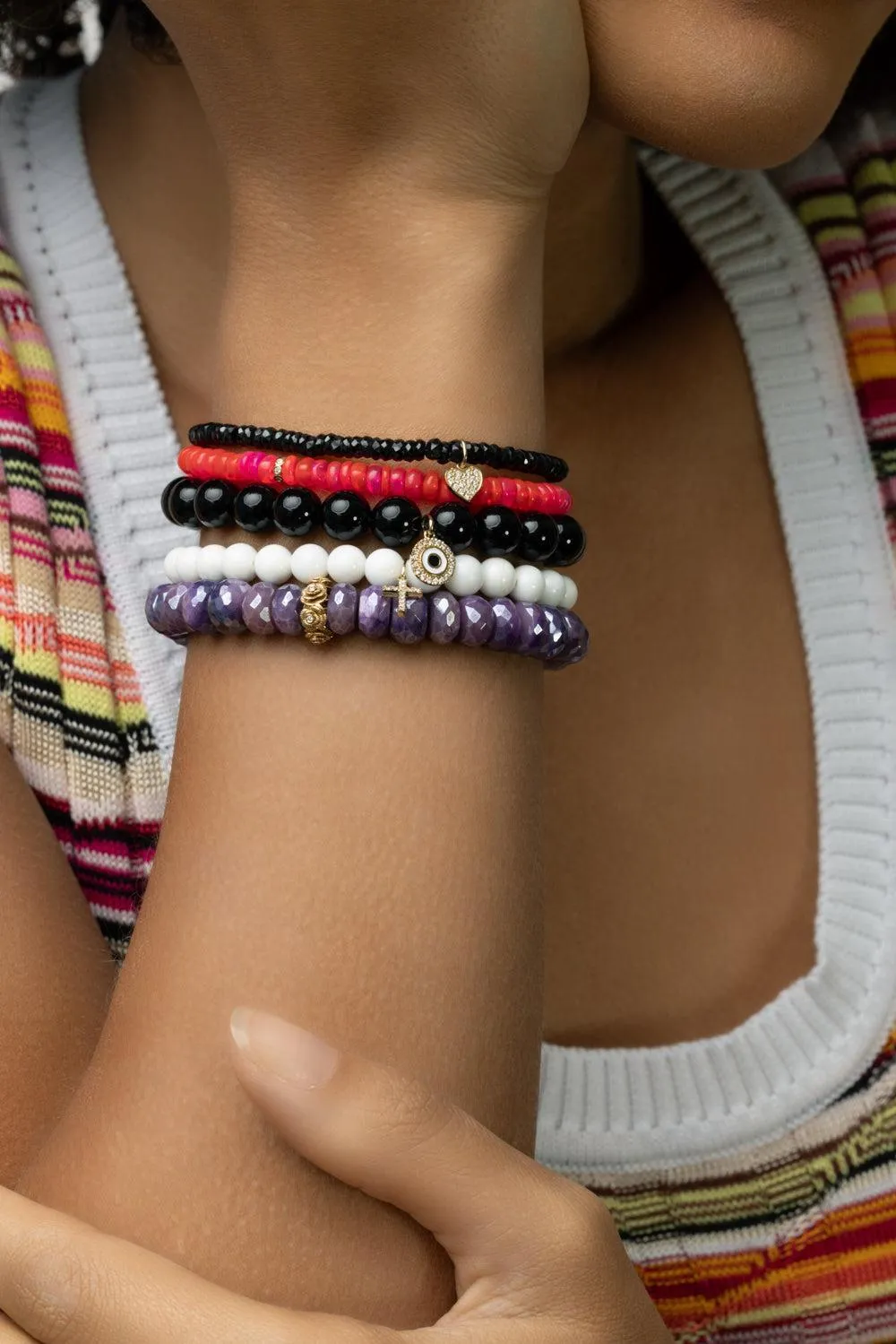 Small Evil Eye Onyx Charm Bracelet