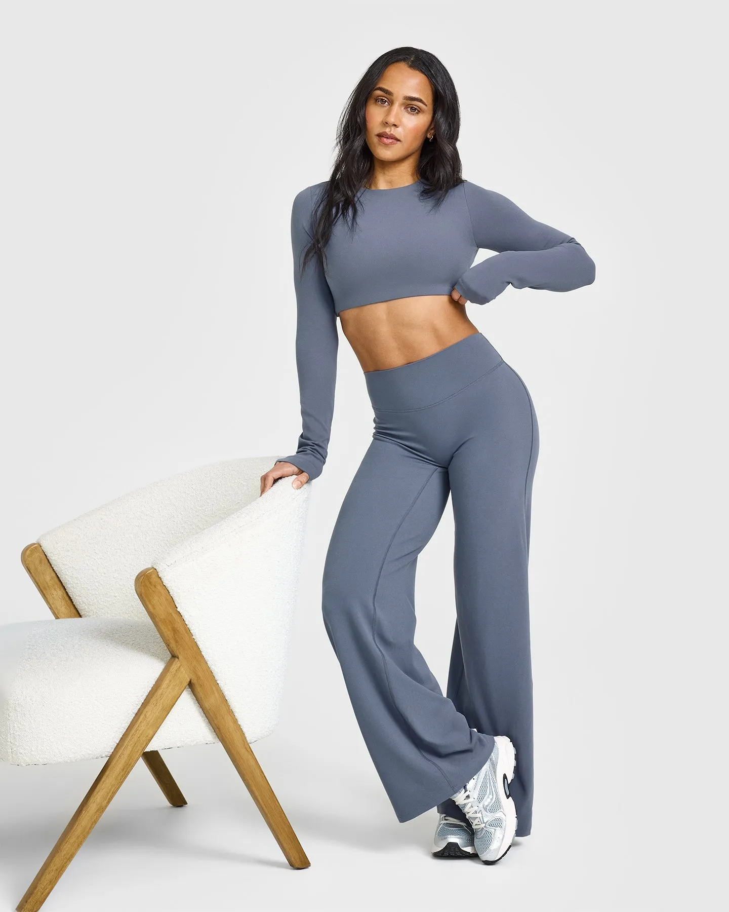 SoftMotion Long Sleeve Crop Top | Granite Blue