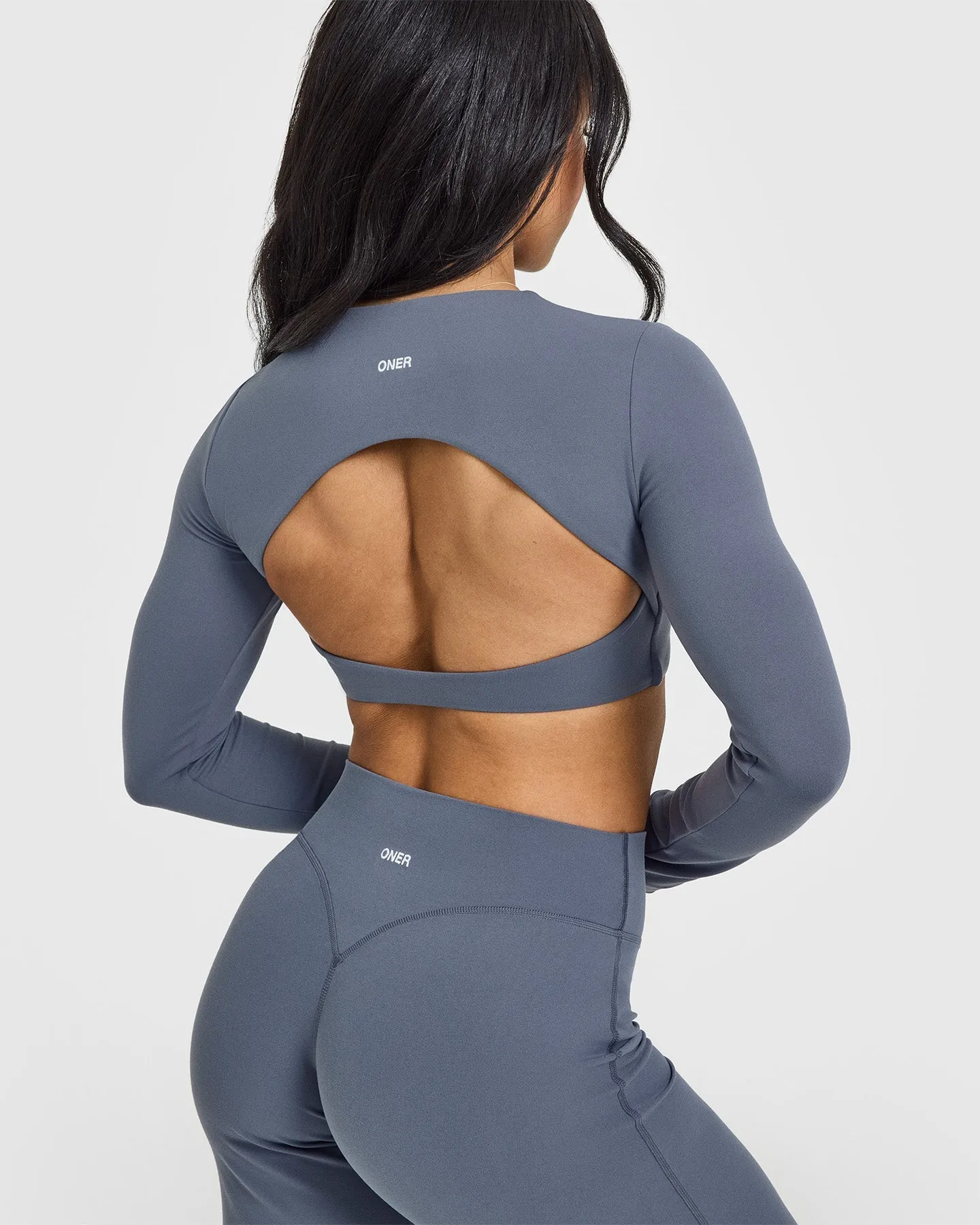 SoftMotion Long Sleeve Crop Top | Granite Blue