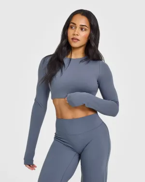 SoftMotion Long Sleeve Crop Top | Granite Blue