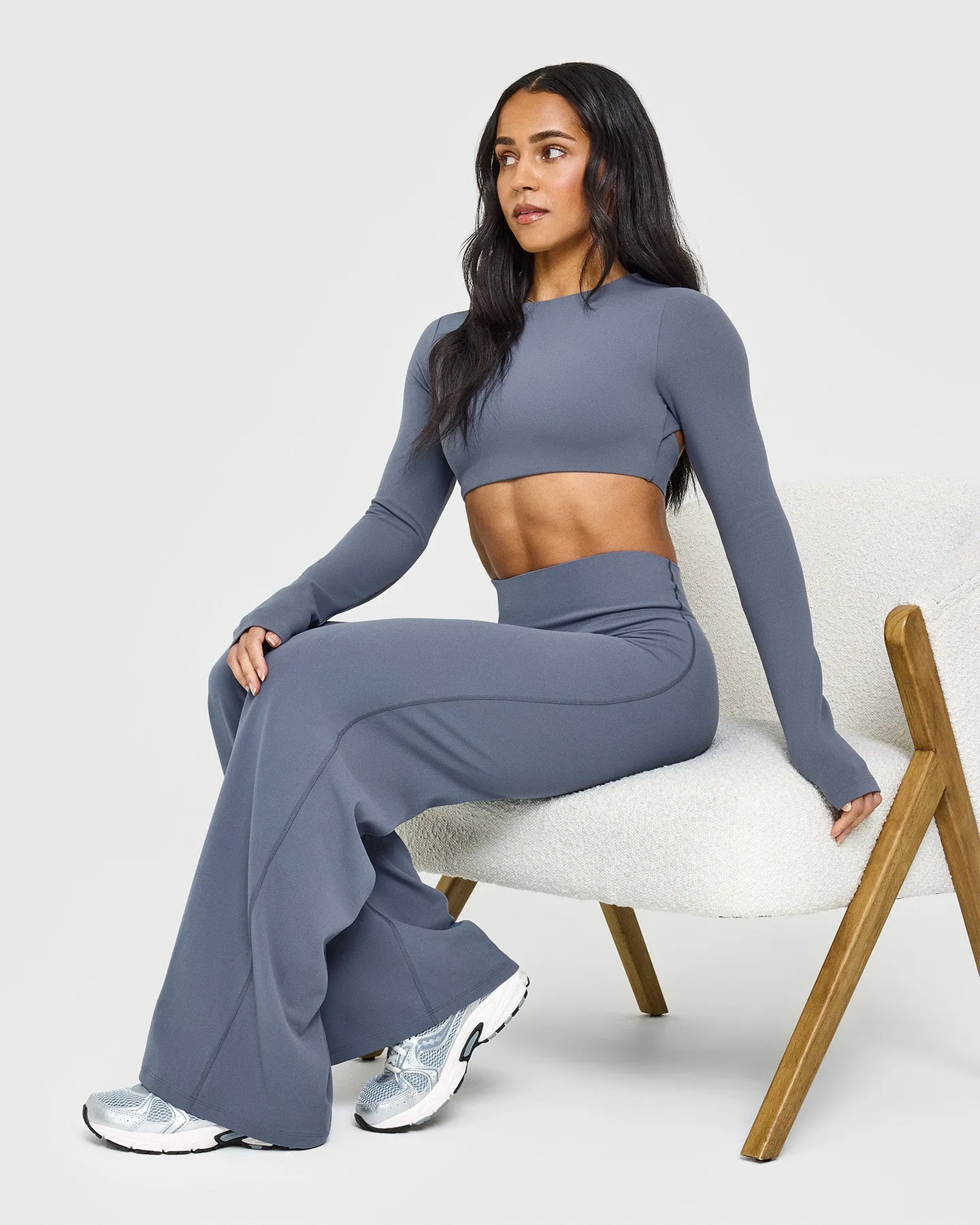 SoftMotion Long Sleeve Crop Top | Granite Blue