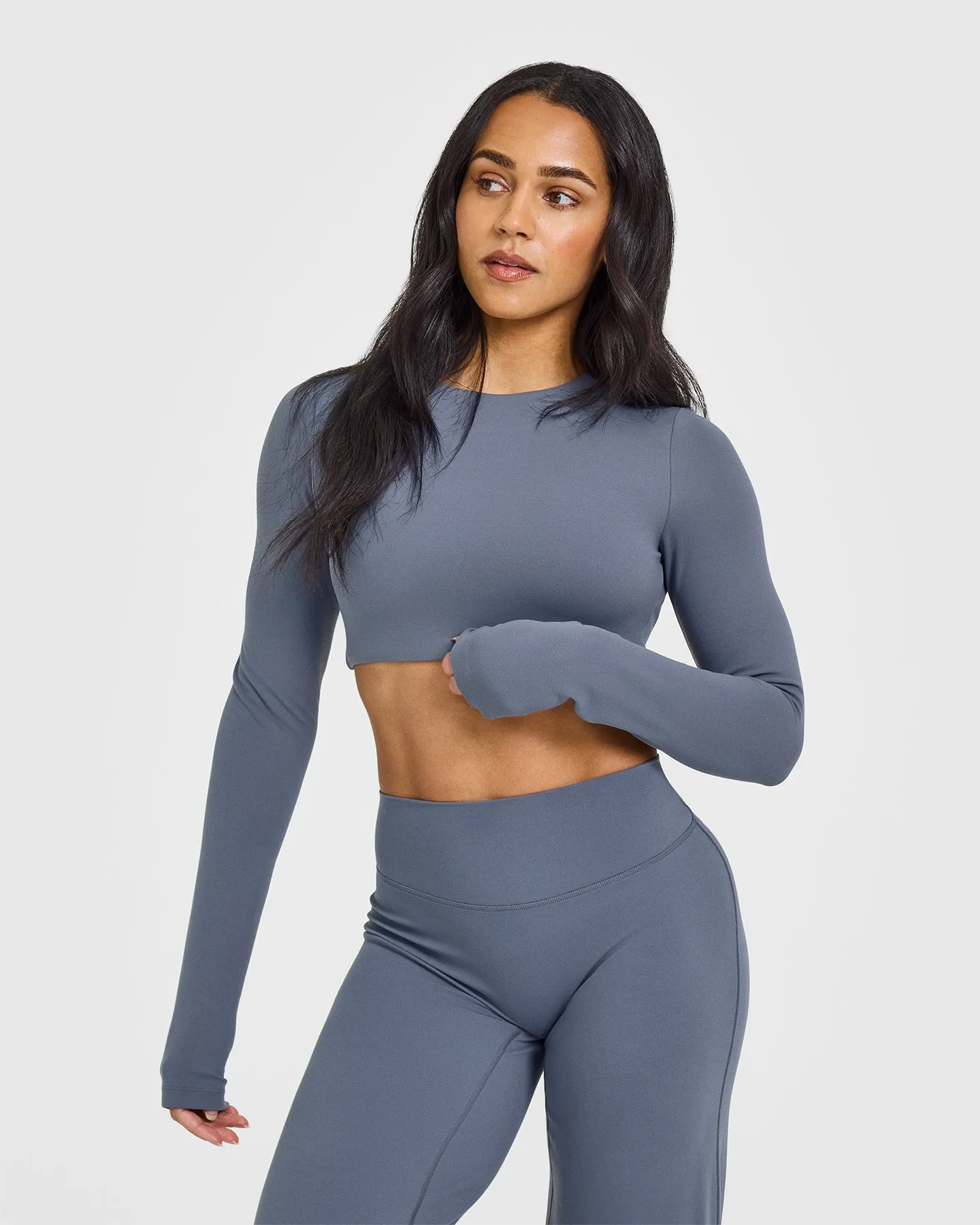 SoftMotion Long Sleeve Crop Top | Granite Blue
