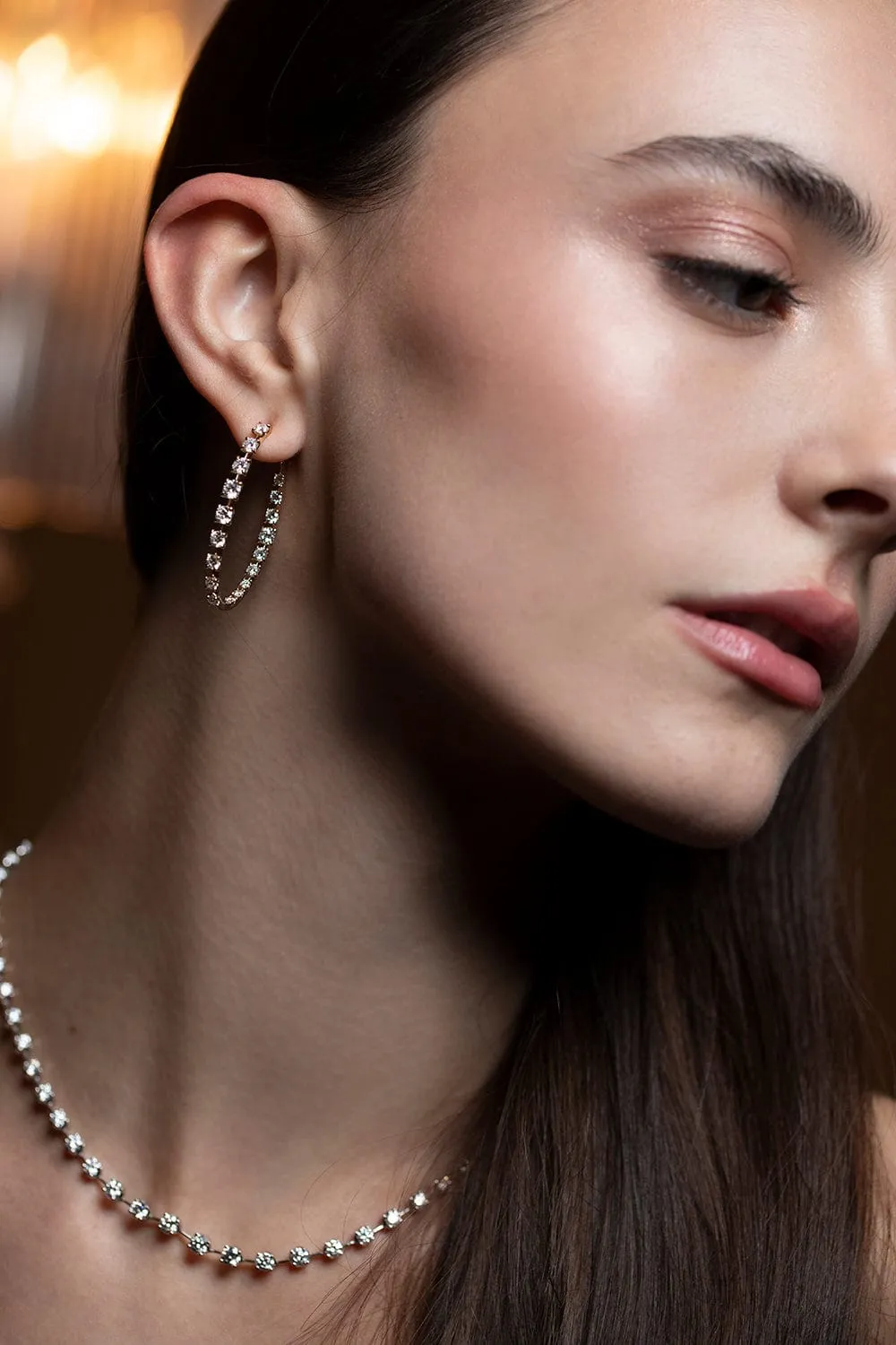 Starry Night Diamond Partway Necklace - Yellow Gold