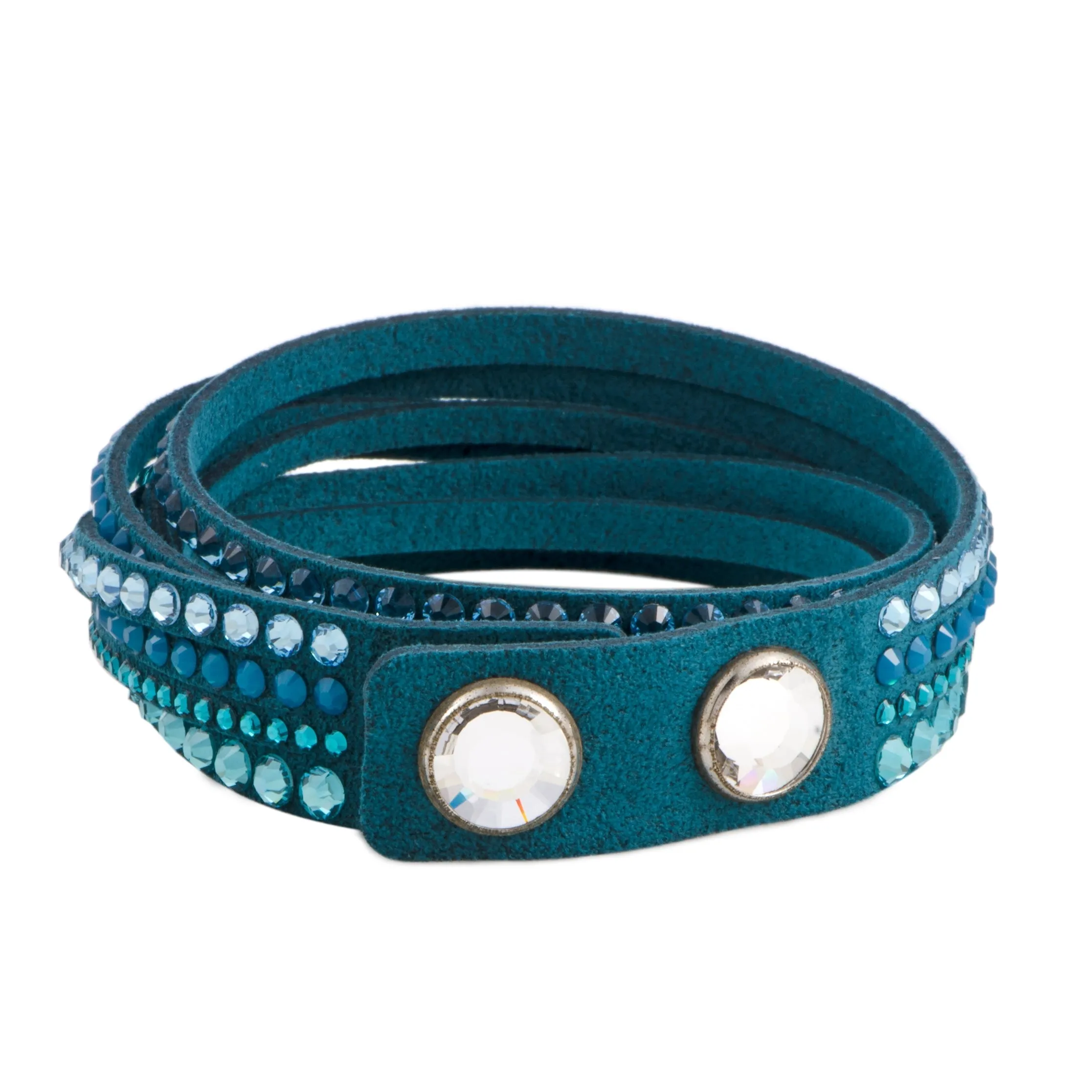 Swarovski Slake Teal 2 in 1 Suede Wrap Bracelet 5043496-M- Medium