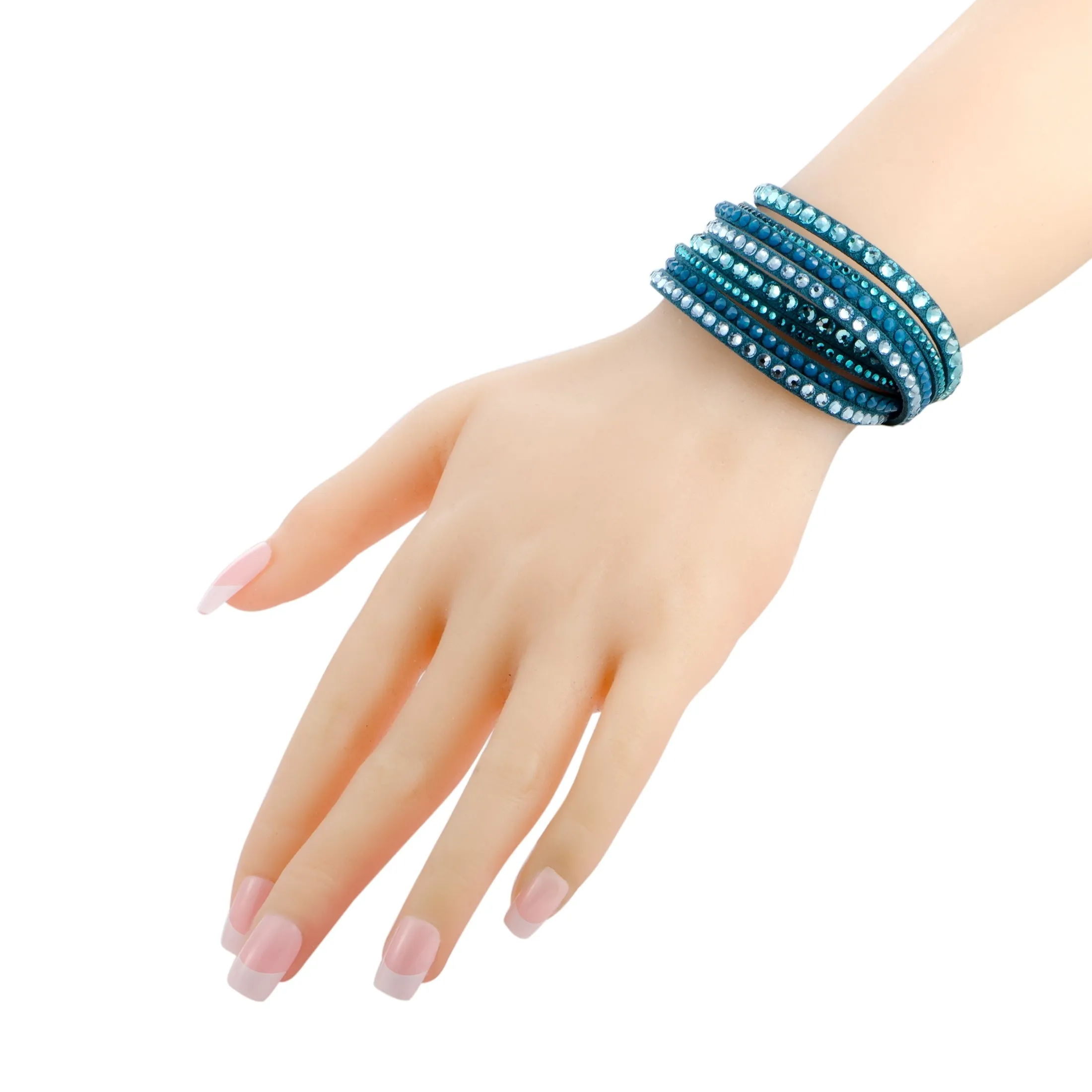 Swarovski Slake Teal 2 in 1 Suede Wrap Bracelet 5043496-M- Medium