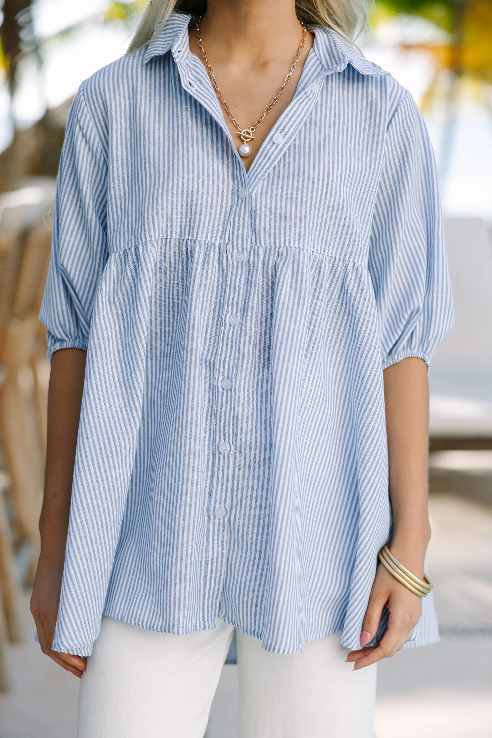 Take Me There Blue Stripe Tunic