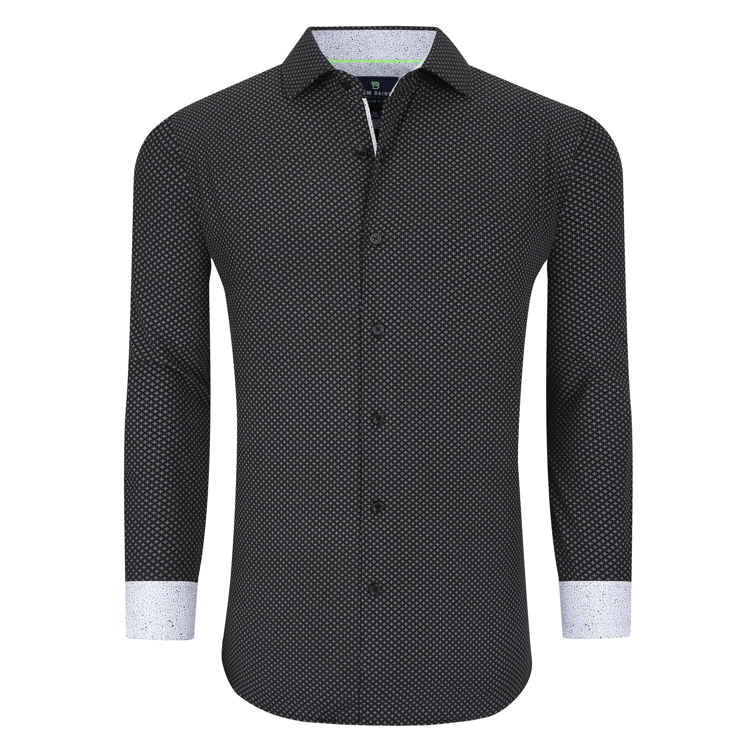 Tom Baine Slim Fit Performance Long Sleeve Geometric Button Down