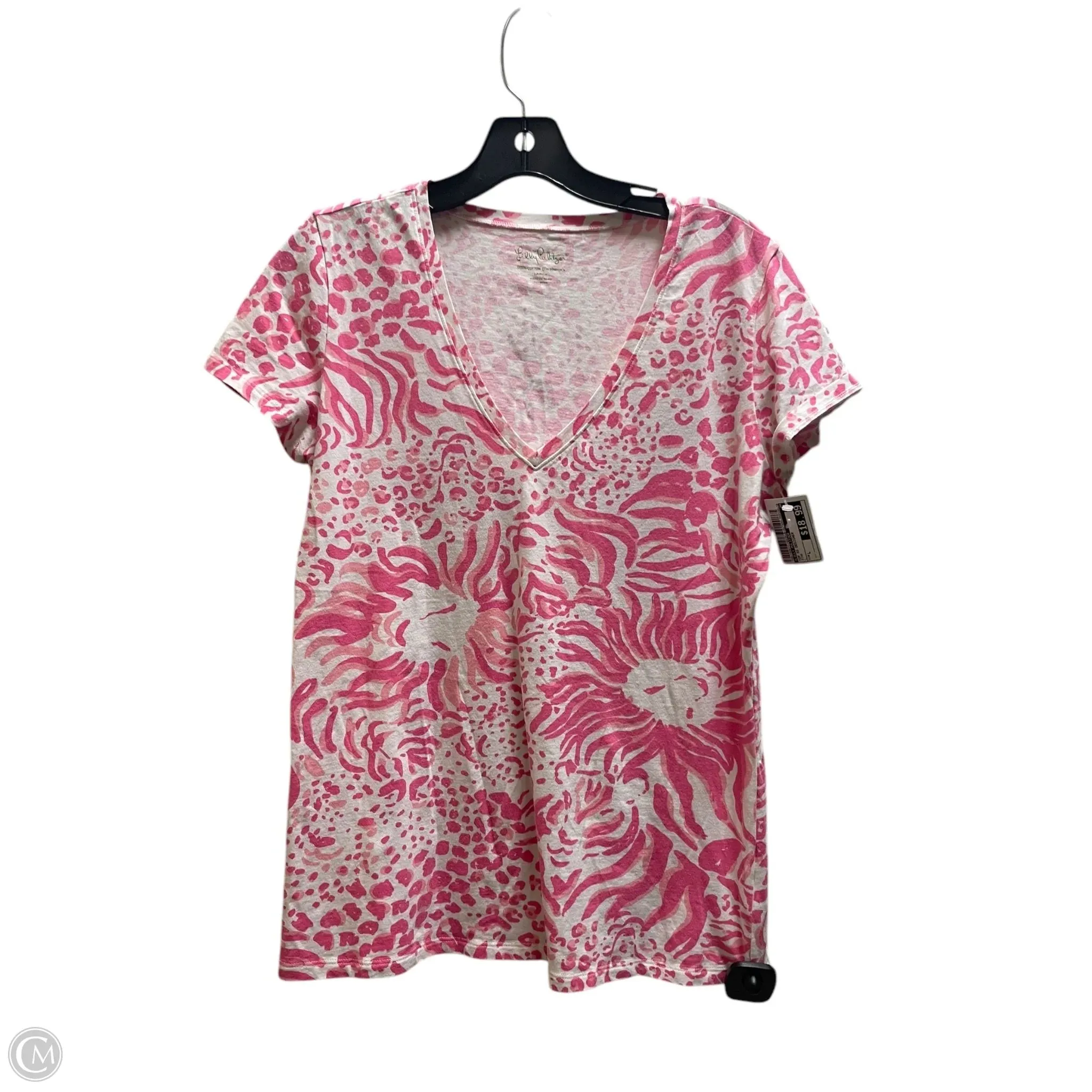 Top Short Sleeve Designer By Lilly Pulitzer In Pink, Size: L