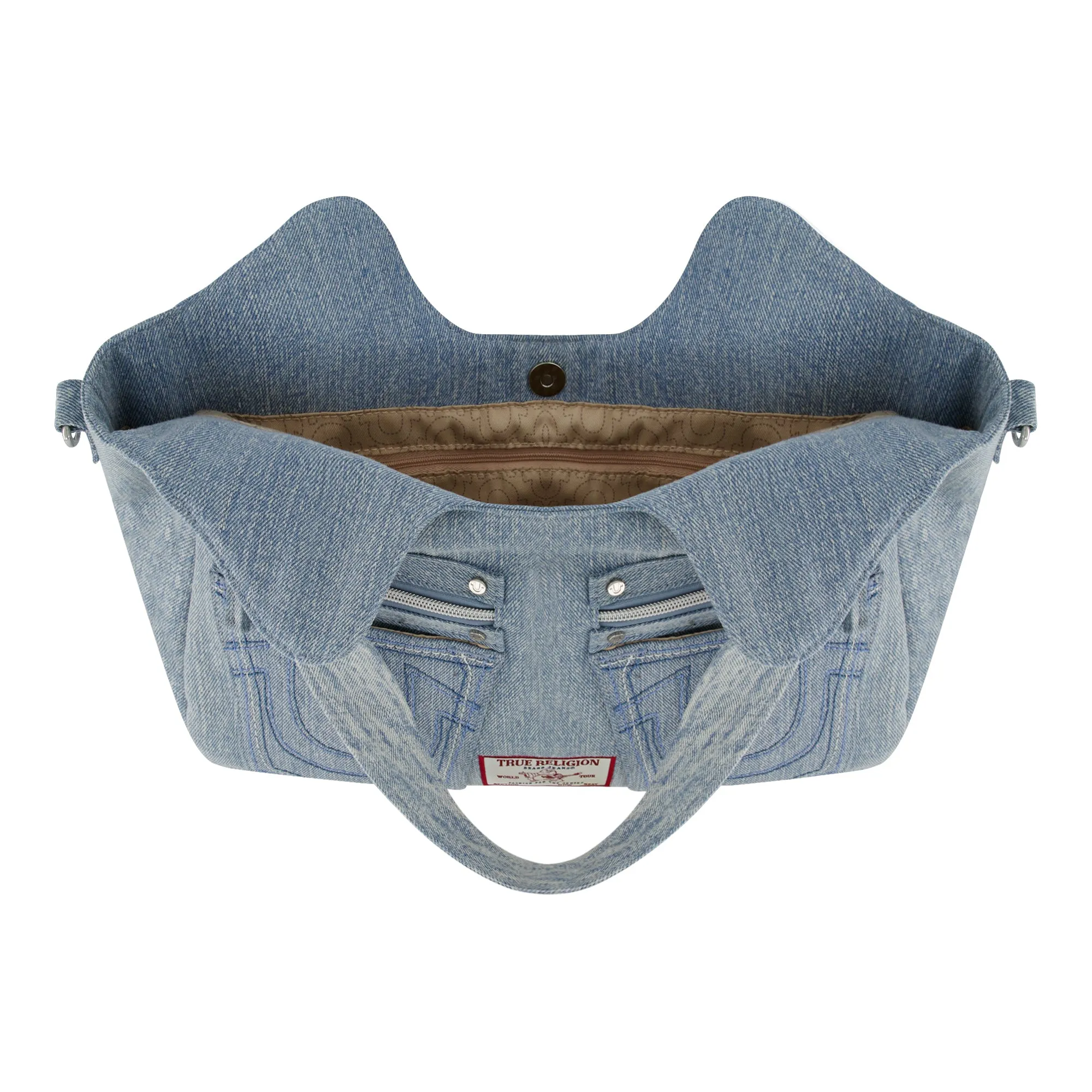 True Religion Horseshoe Stitch Denim Satchel