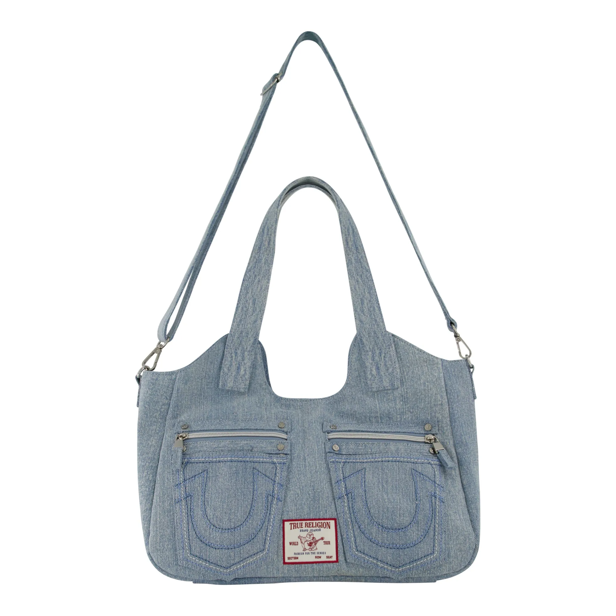 True Religion Horseshoe Stitch Denim Satchel