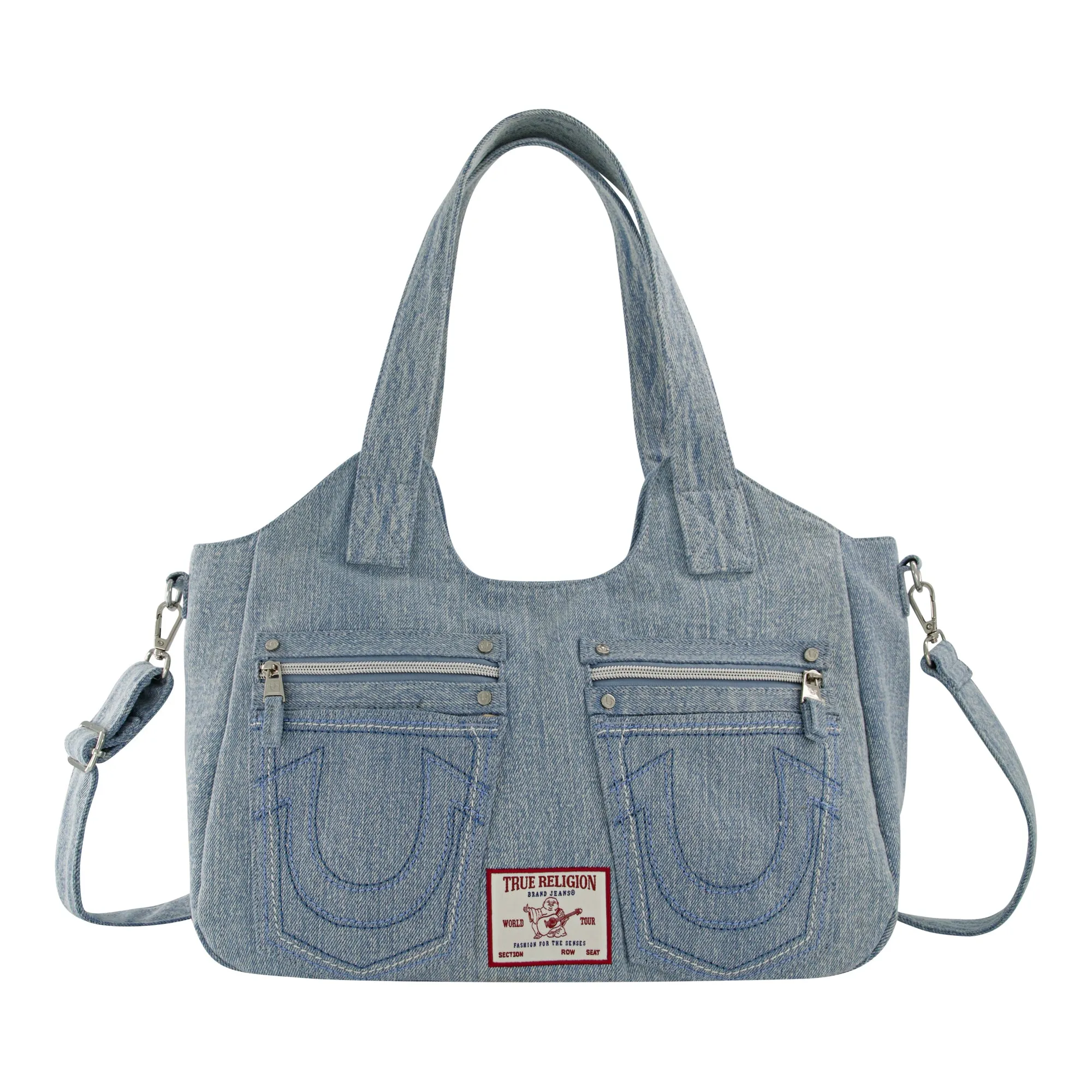 True Religion Horseshoe Stitch Denim Satchel